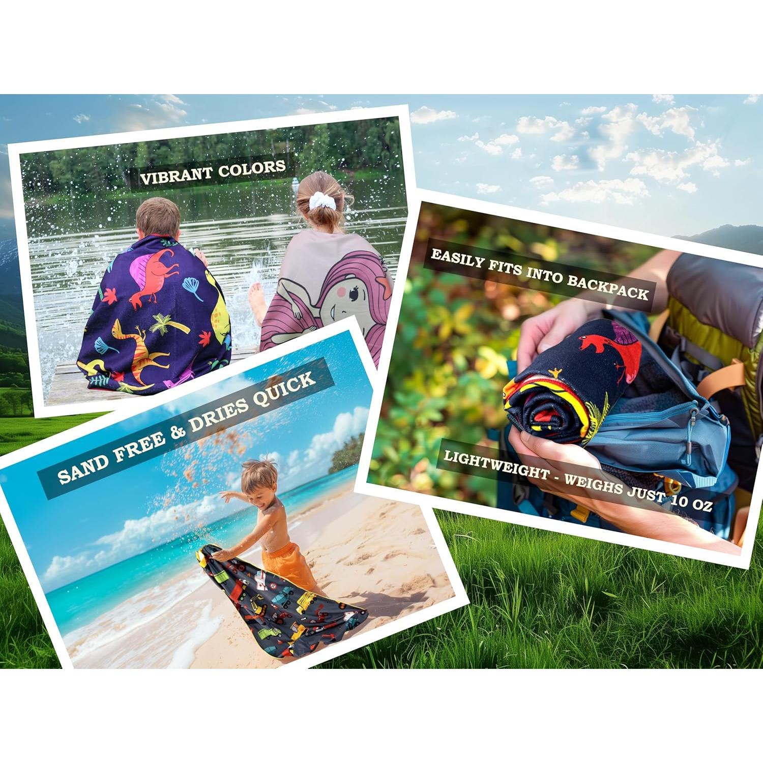 Toalla de Playa Microfibra Dinosaurio Dashn 76x152cm Ligera