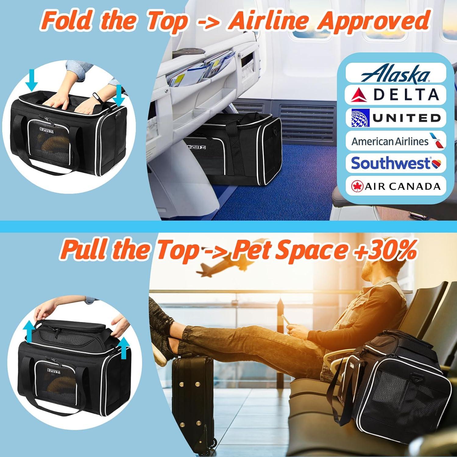 Transportín para Mascotas Petskd 43x28x24 cm Aprobado TSA