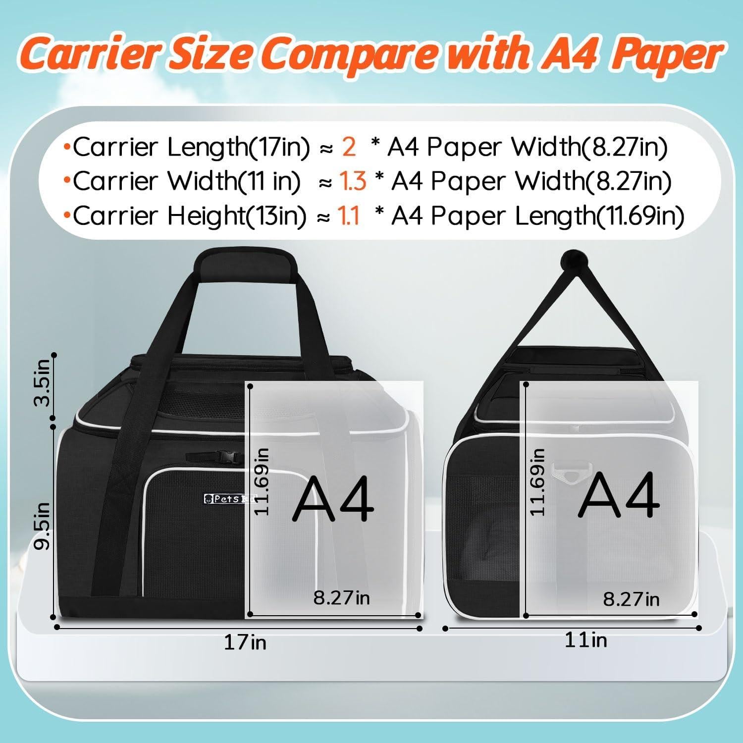 Transportín para Mascotas Petskd 43x28x24 cm Aprobado TSA