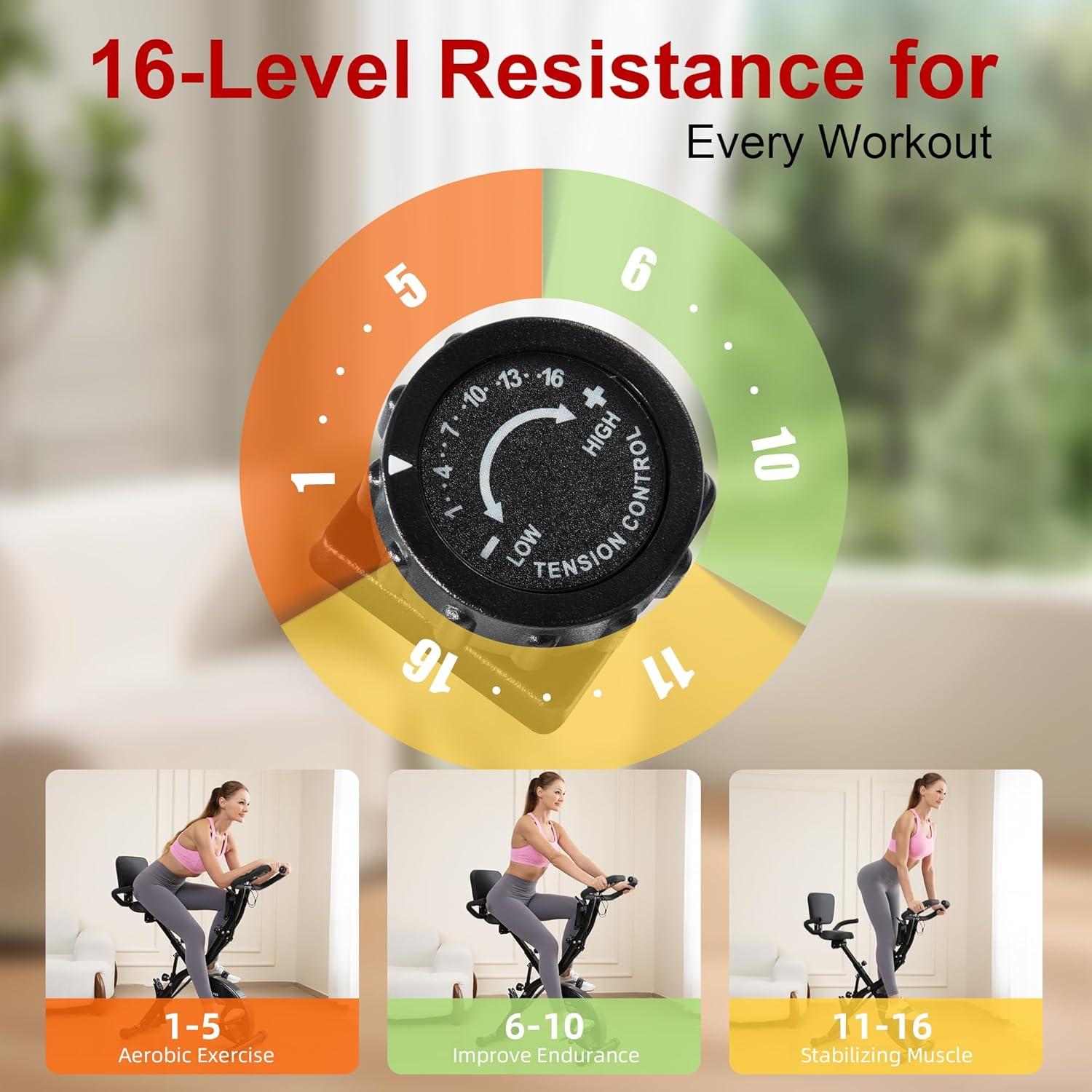 Bicicleta Estacionaria Plegable BARWING 5 en 1 Resistencia 16 Niveles