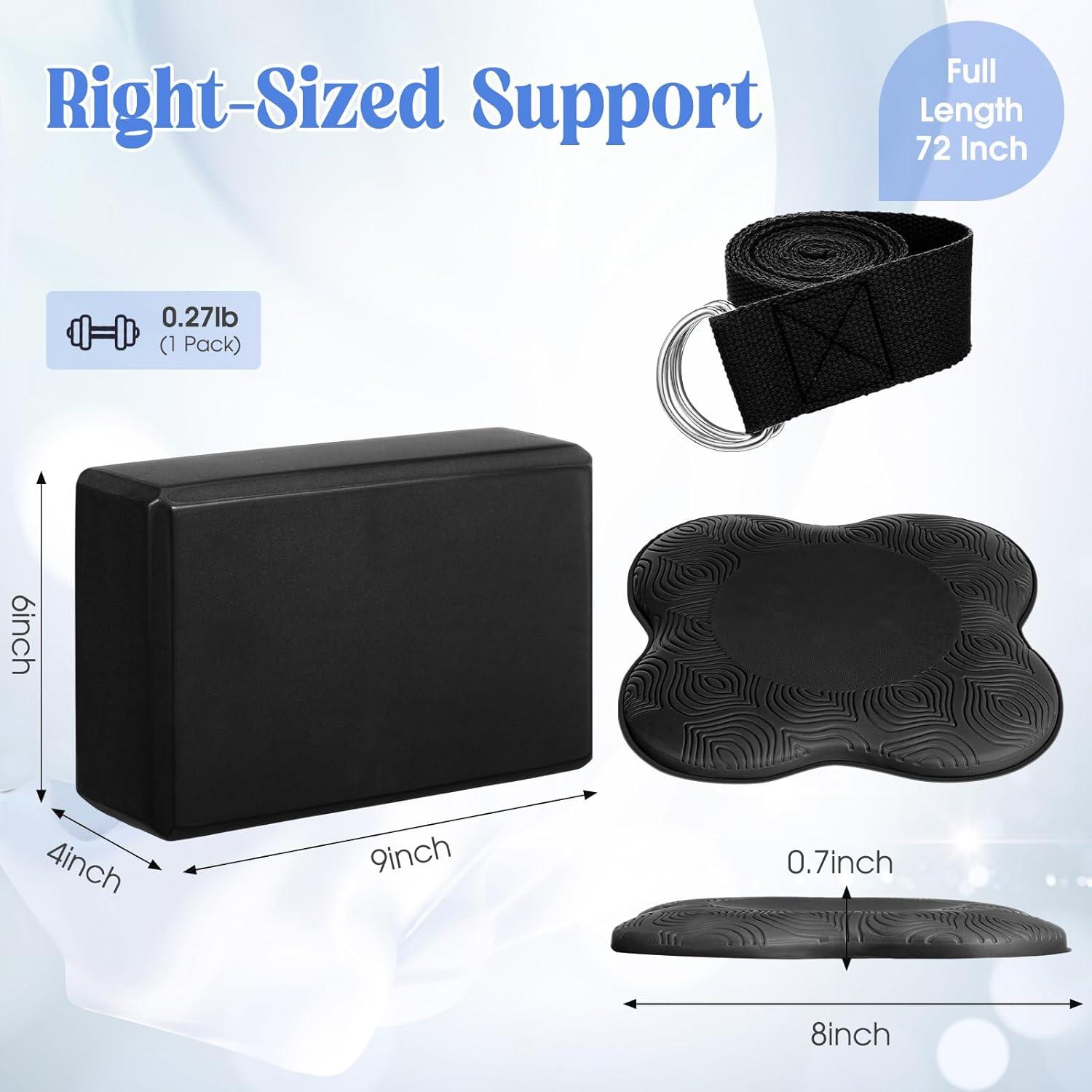 Juego de 5 Accesorios de Yoga RoundFunny - Bloques, Almohadillas y Correa