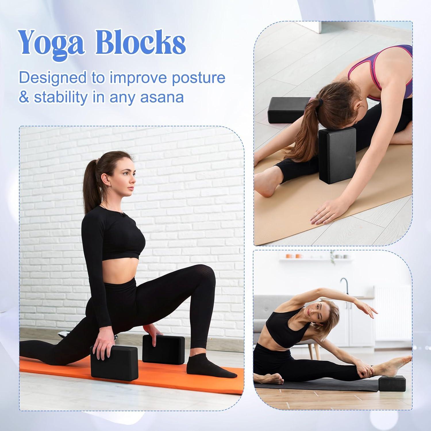 Juego de 5 Accesorios de Yoga RoundFunny - Bloques, Almohadillas y Correa