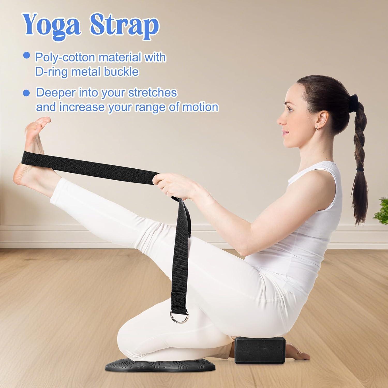 Juego de 5 Accesorios de Yoga RoundFunny - Bloques, Almohadillas y Correa