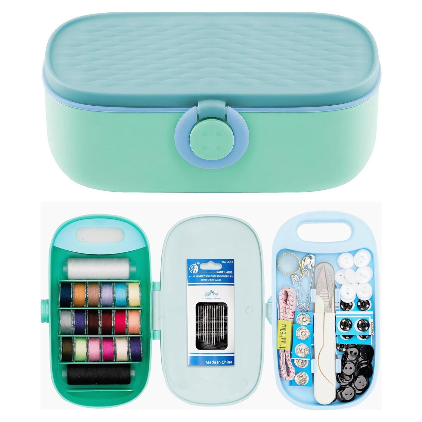 Kit de Costura FKOG Verde Cian 135 Piezas para Viaje