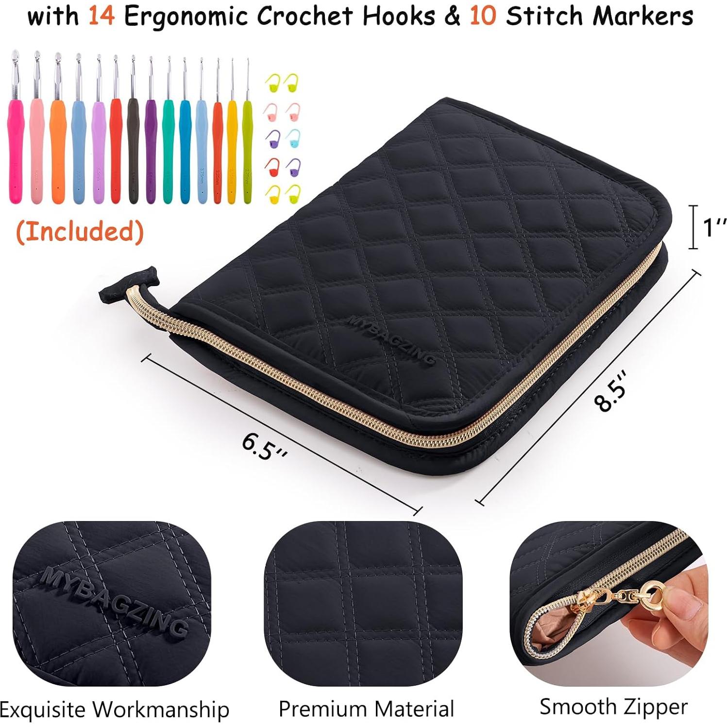 Juego de Ganchillos de Crochet MYBAGZING con Estuche - 14 Piezas