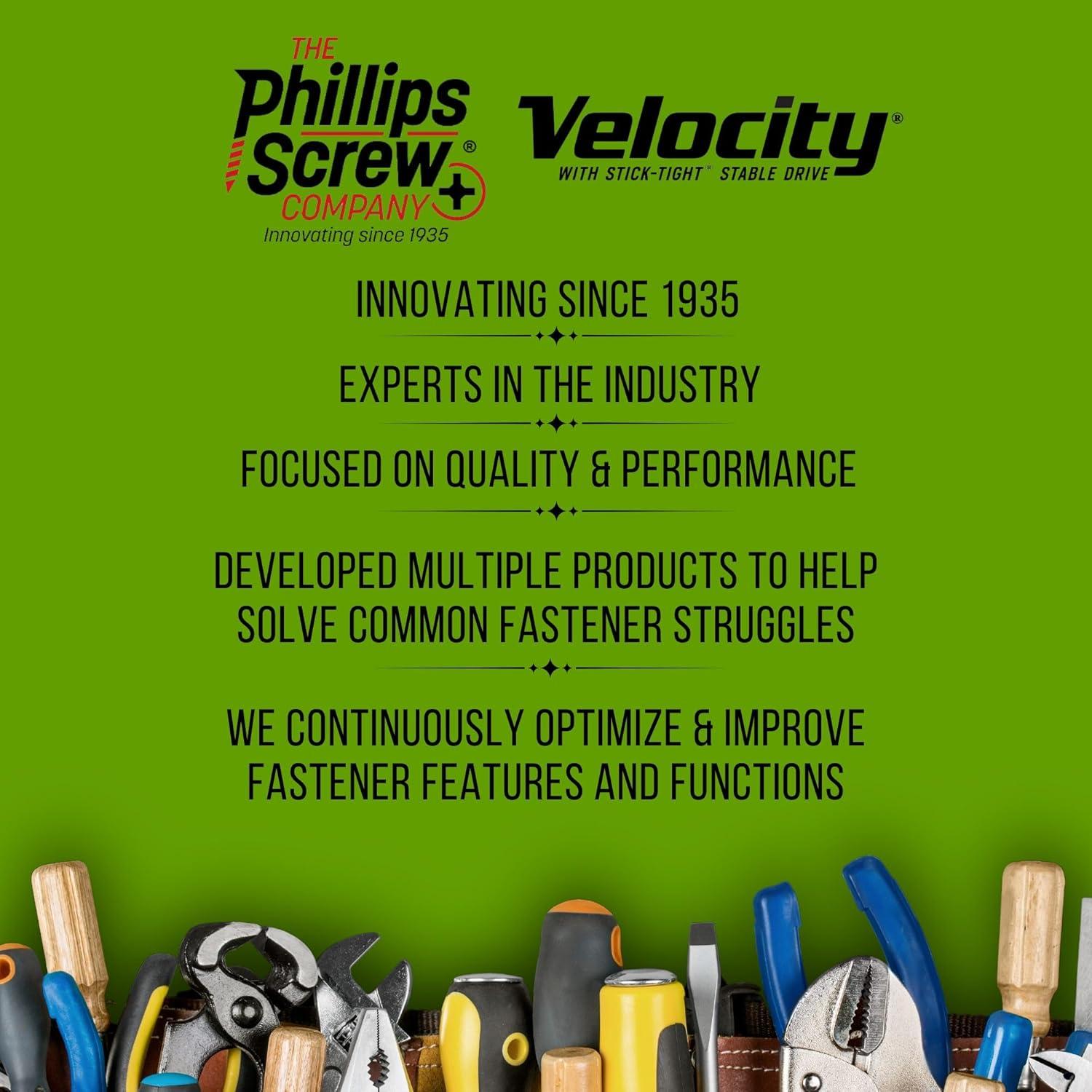 Kit de Tornillos de Madera Velocity - 580 Piezas con Bits y Organizador