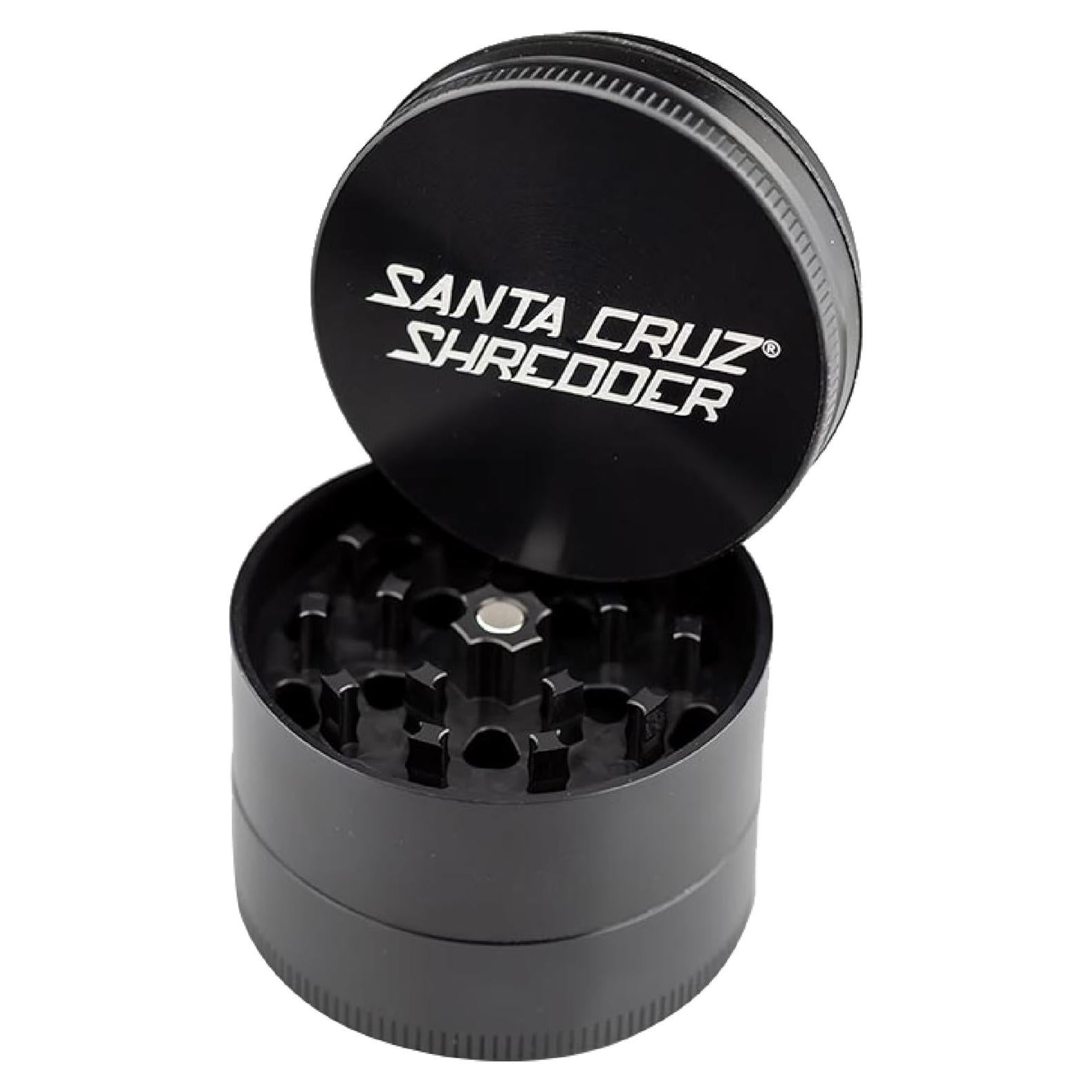 Molinillo de Hierbas Santa Cruz Shredder 3 Piezas Aluminio Negro