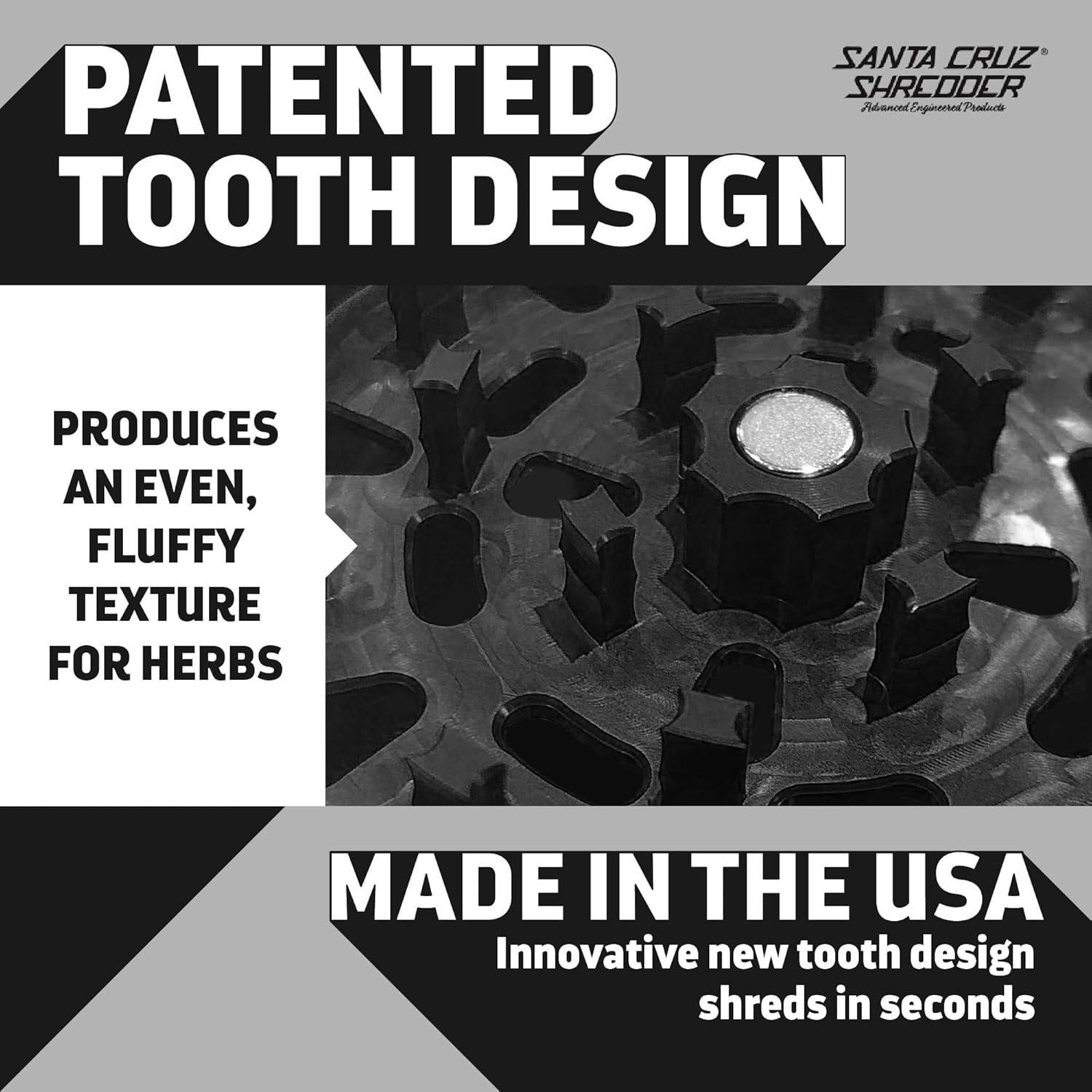 Molinillo de Hierbas Santa Cruz Shredder 3 Piezas Aluminio Negro
