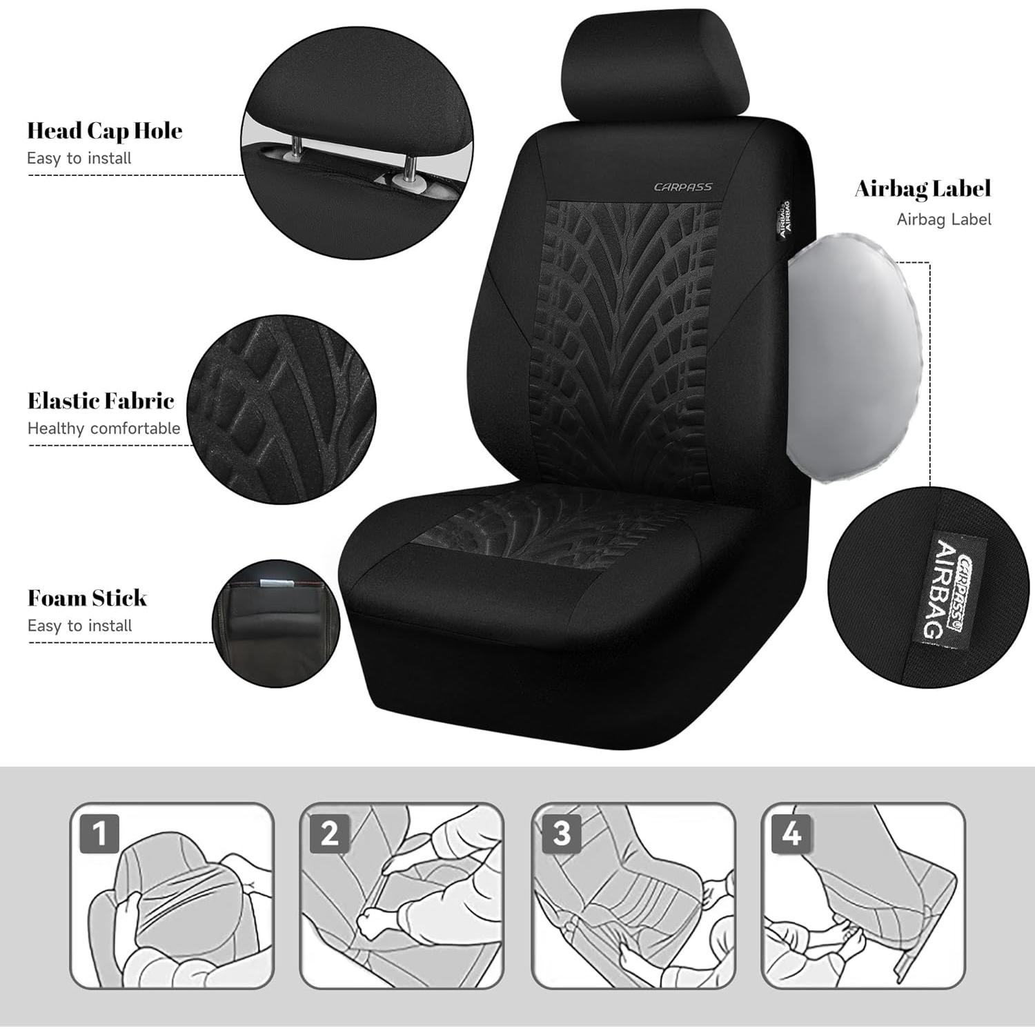 Fundas de Asiento CAR PASS Dos Frontal Negro para Auto