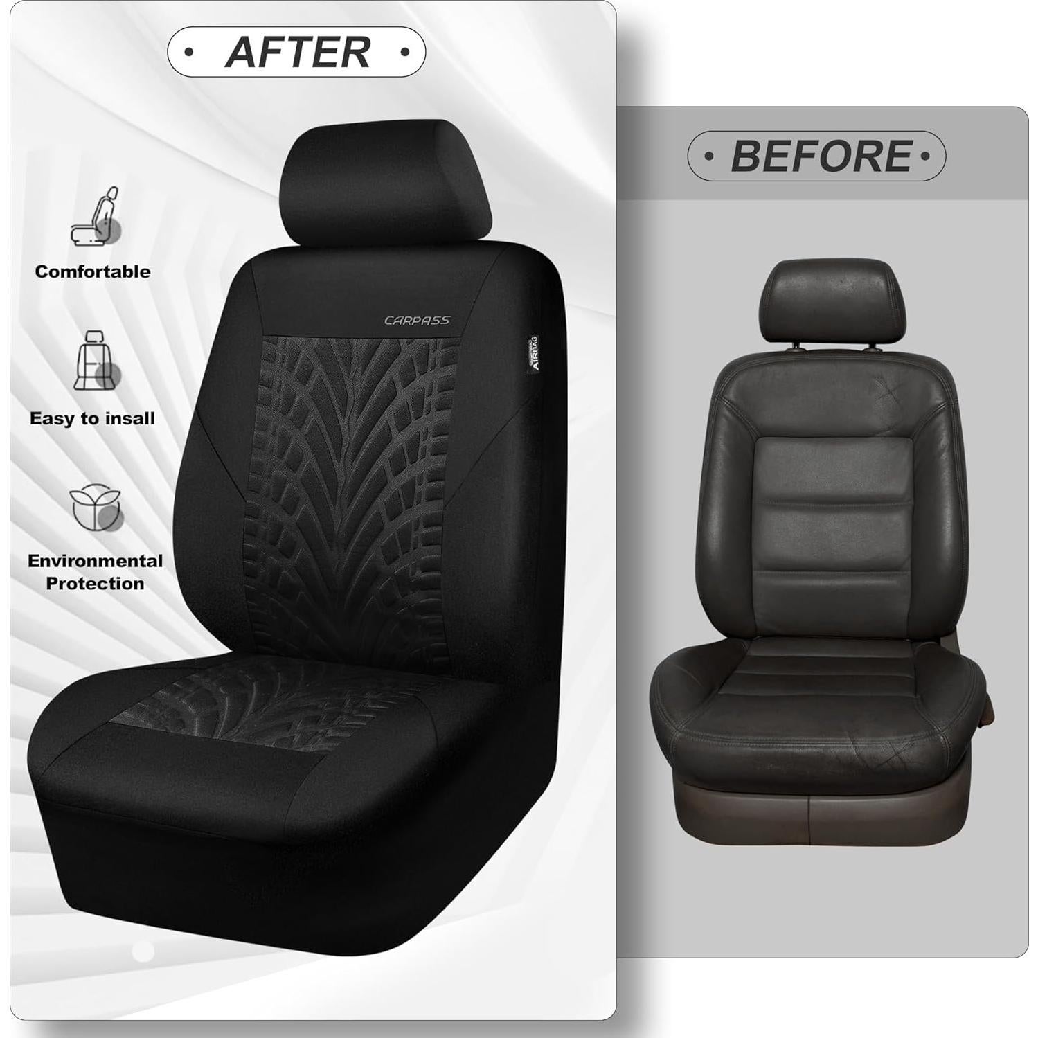Fundas de Asiento CAR PASS Dos Frontal Negro para Auto