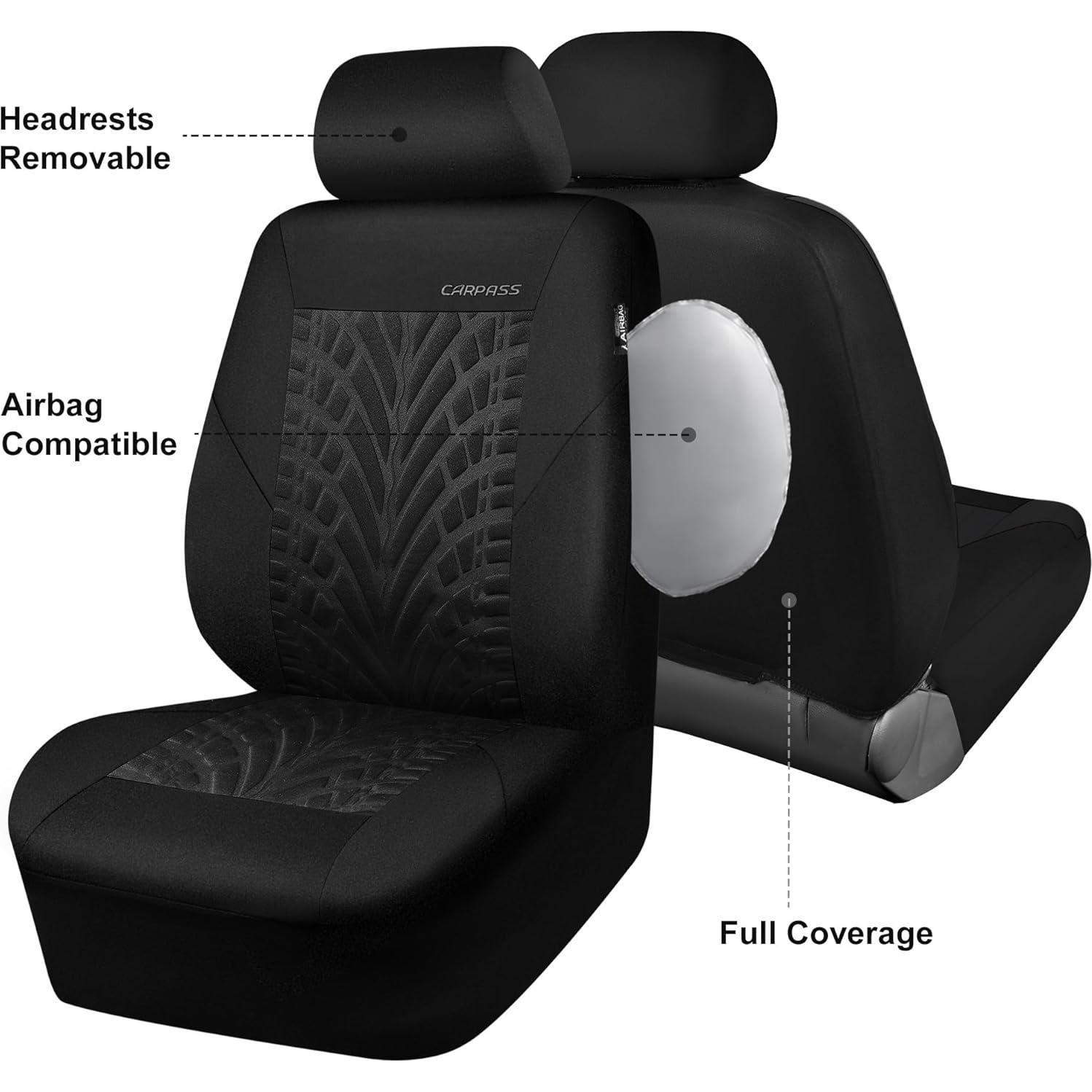 Fundas de Asiento CAR PASS Dos Frontal Negro para Auto