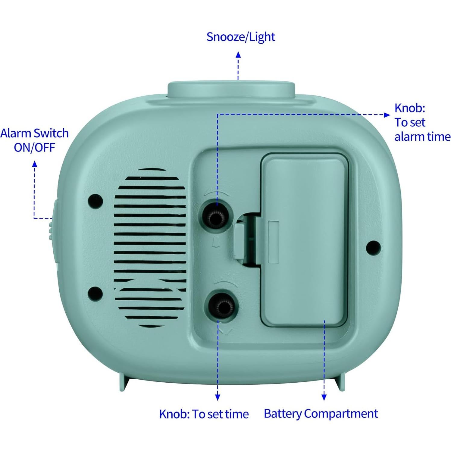 Reloj Despertador Ruidoso Tinload Verde Snooze y Luz
