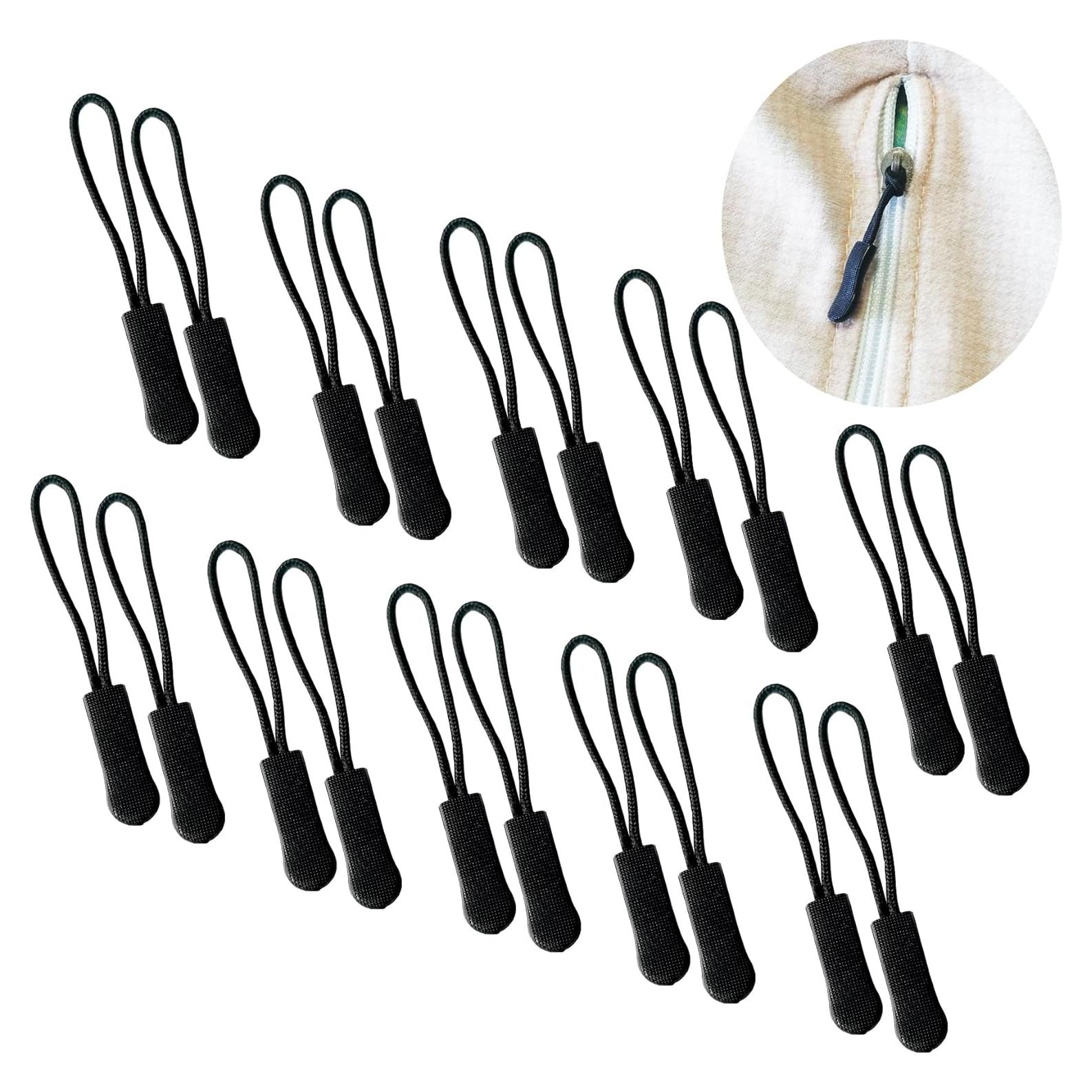 JOSDIOX Upgraded Zippers Pull, Premium Zipper Pulls Replacement Zip Tab Tags Cord Extension Fixer for Luggage, Backpacks, Jackets, Purses, Handbags (1 Black)
