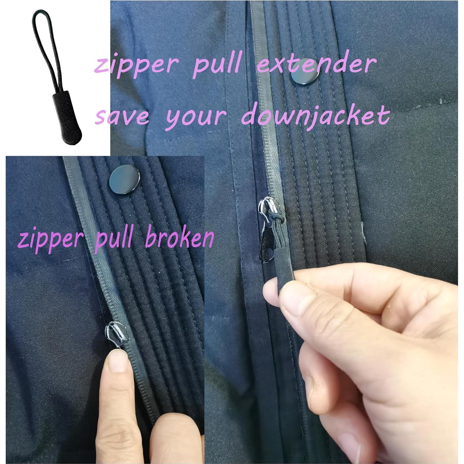 JOSDIOX Upgraded Zippers Pull, Premium Zipper Pulls Replacement Zip Tab Tags Cord Extension Fixer for Luggage, Backpacks, Jackets, Purses, Handbags (1 Black)