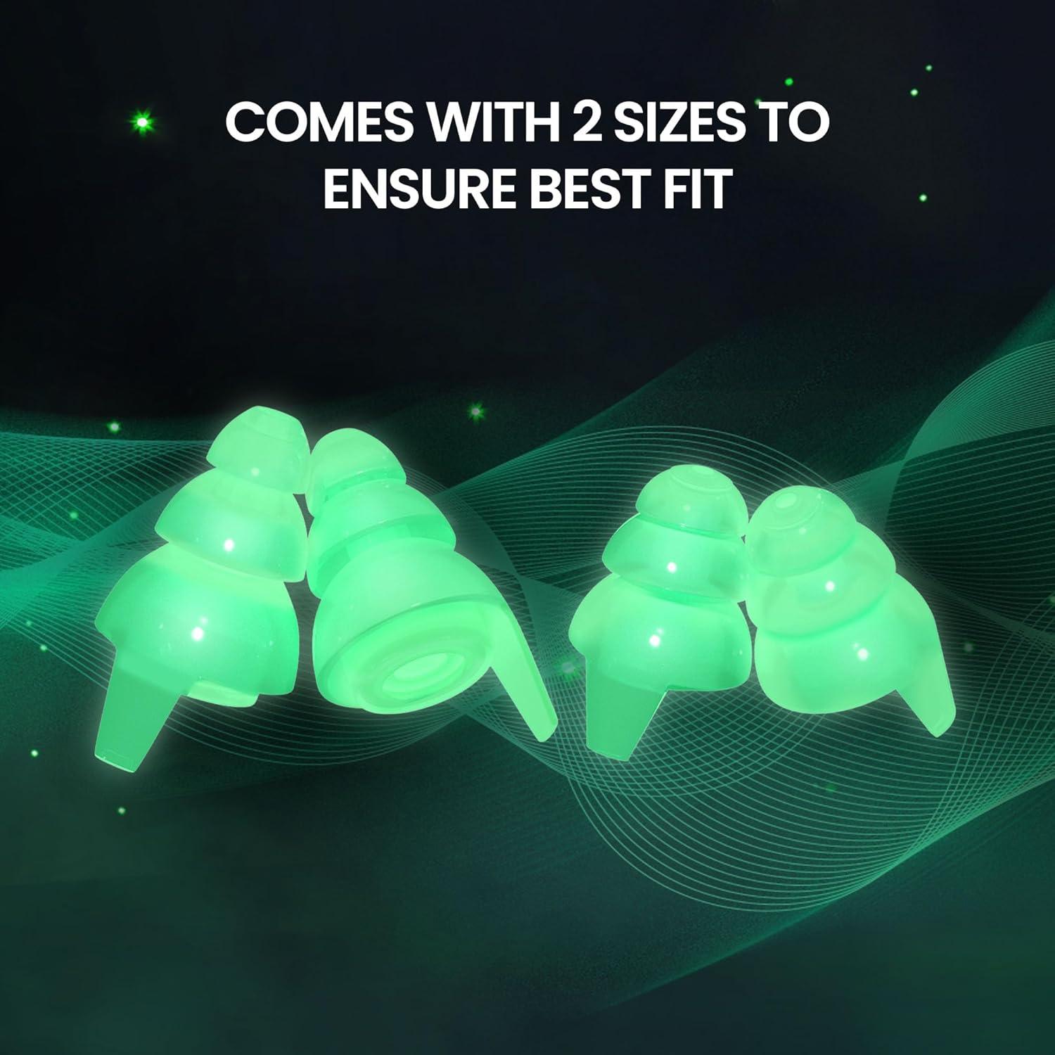 Tapones para oídos Eargasm Afterglow - Reutilizables, brillan en la oscuridad, reducción de ruido 21 dB