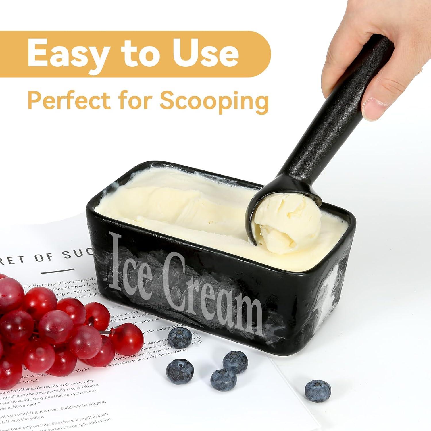 Cuchara para helado LifHap 18 cm Aluminio Antiadherente Negro