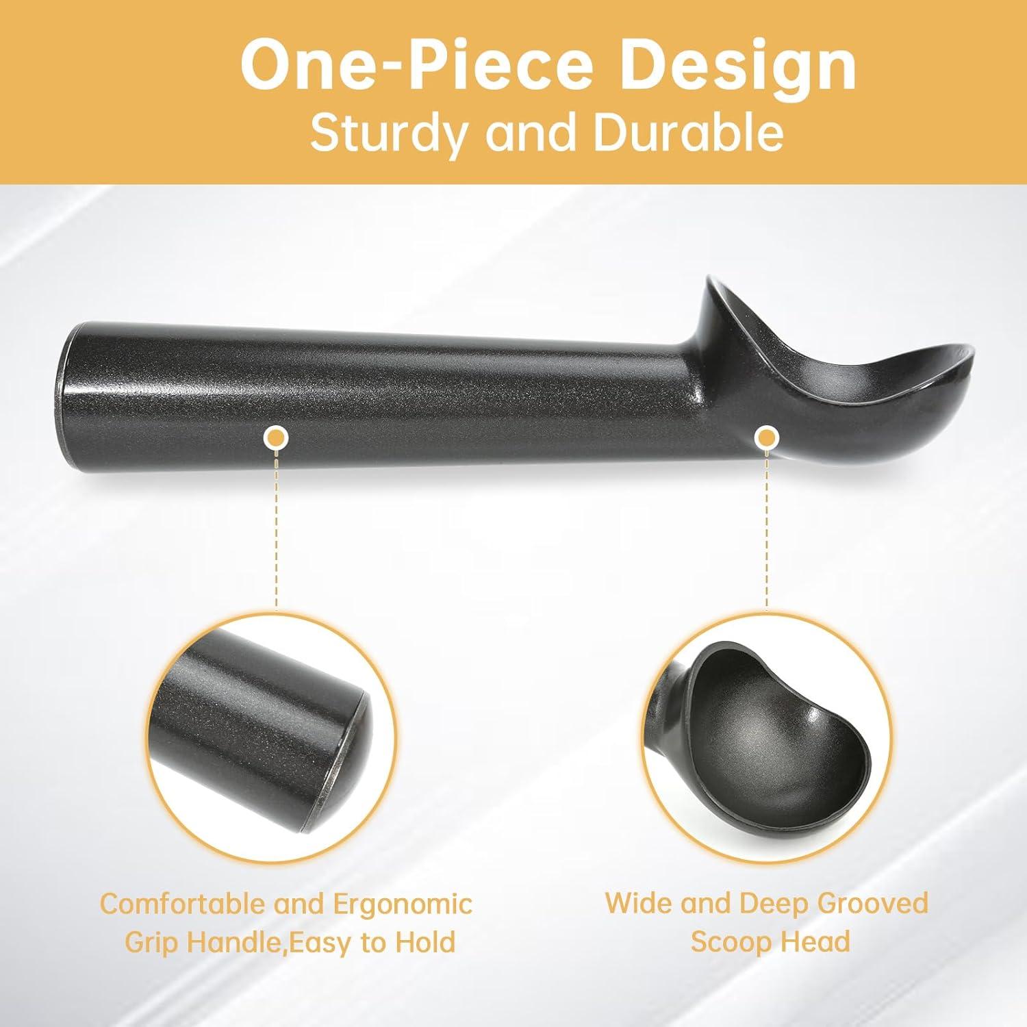 Cuchara para helado LifHap 18 cm Aluminio Antiadherente Negro