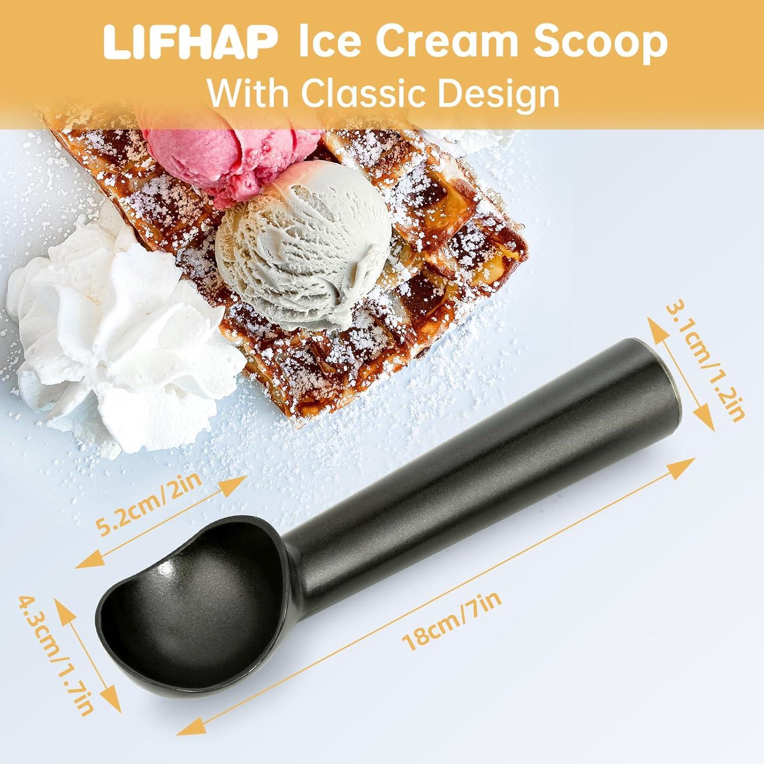 Cuchara para helado LifHap 18 cm Aluminio Antiadherente Negro