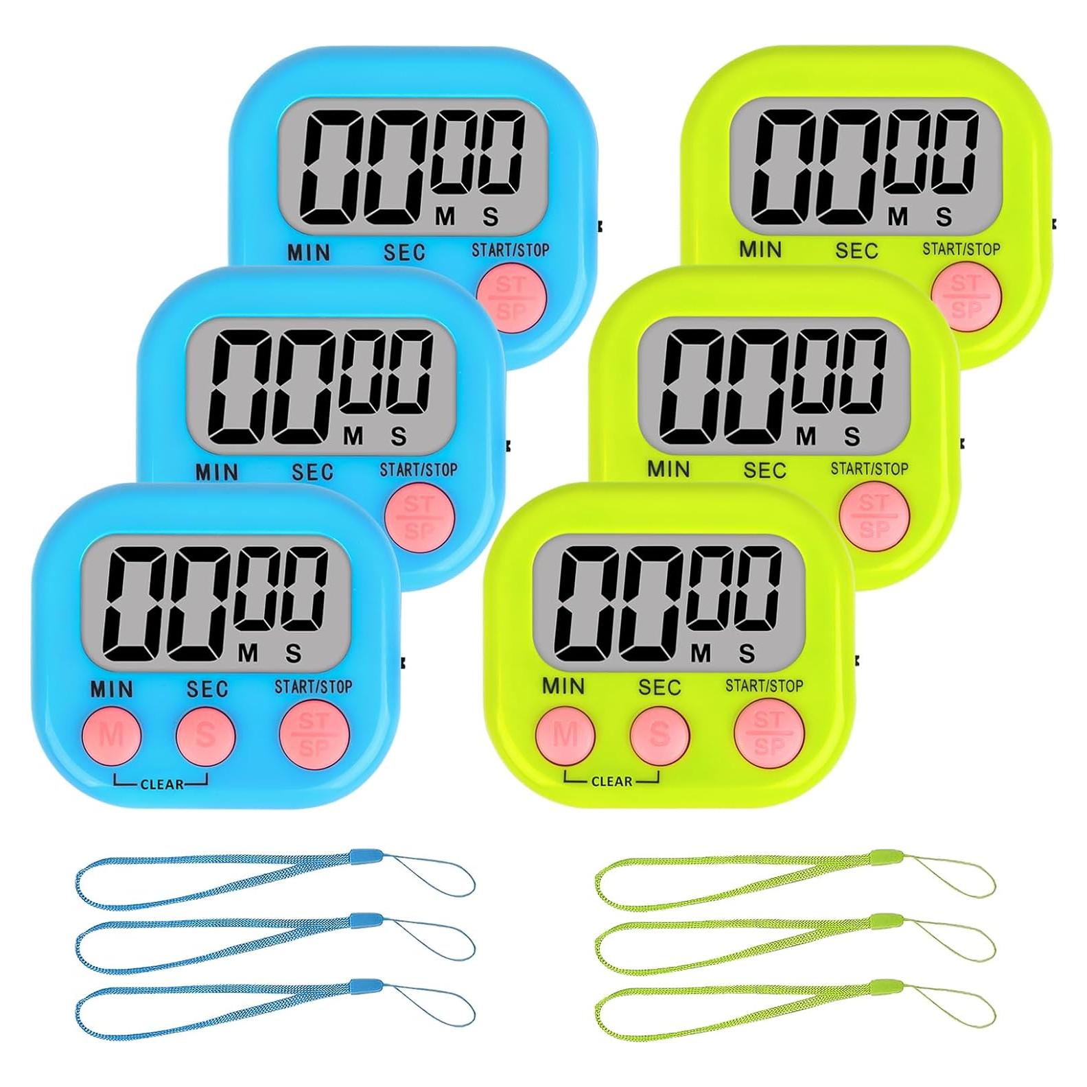 Temporizador Digital ZILLEEN para Aula - Paquete de 6 Azul y Verde