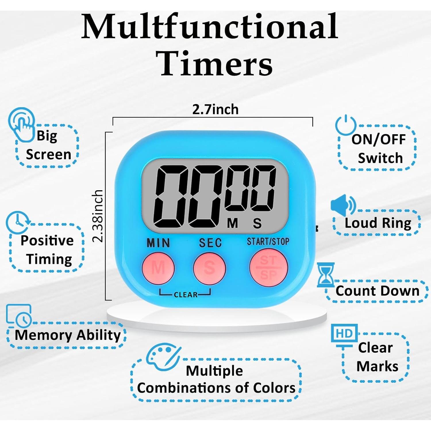 Temporizador Digital ZILLEEN para Aula - Paquete de 6 Azul y Verde