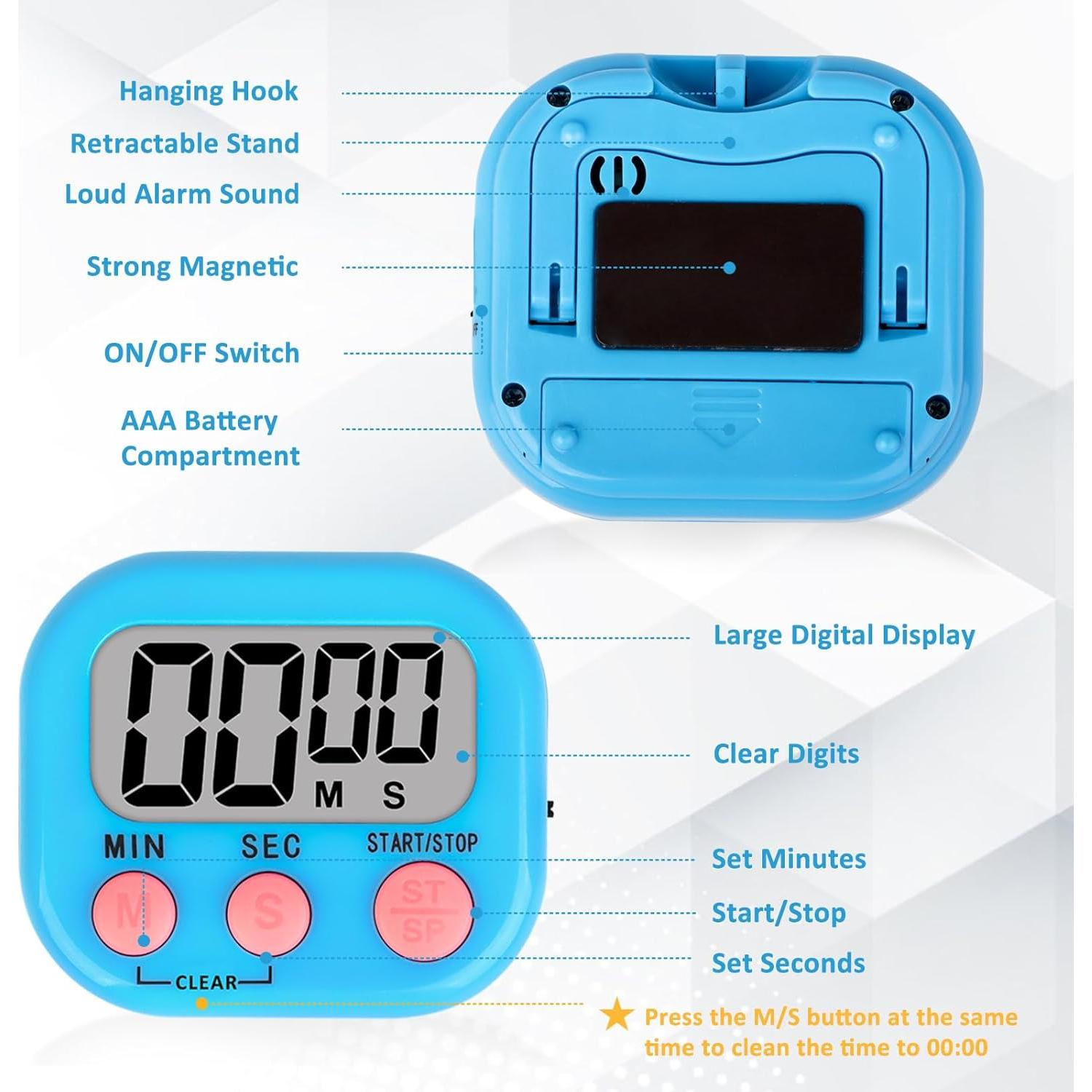Temporizador Digital ZILLEEN para Aula - Paquete de 6 Azul y Verde