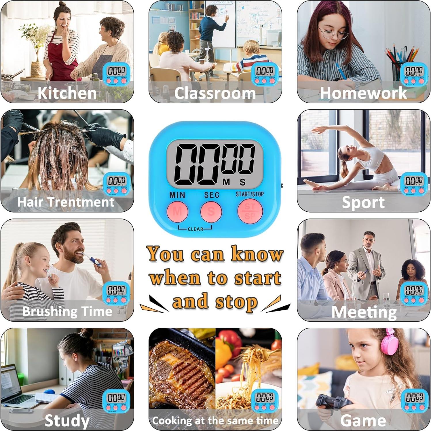 Temporizador Digital ZILLEEN para Aula - Paquete de 6 Azul y Verde