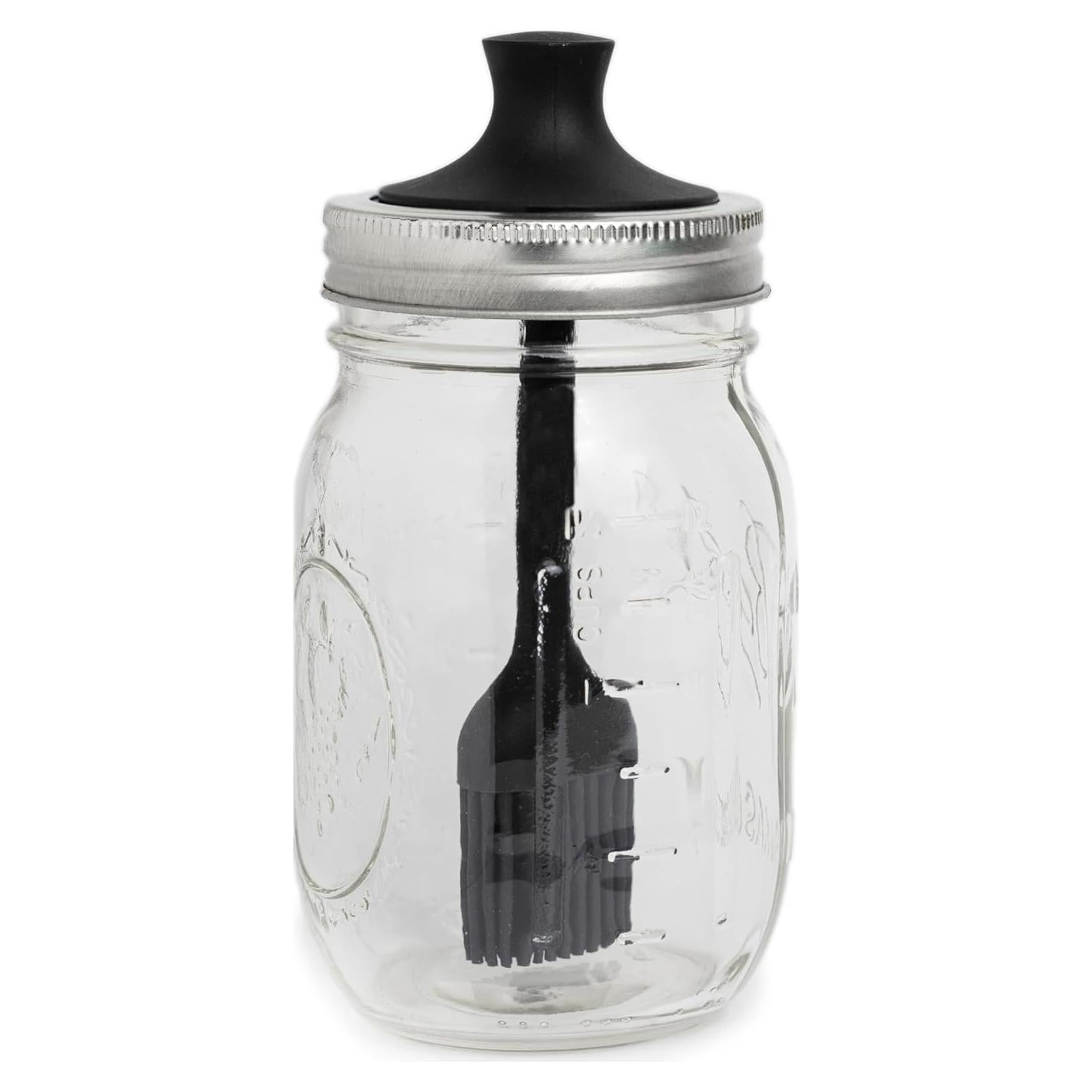 Tapa de Pincel de Silicona Negra Jarware para Tarros Mason