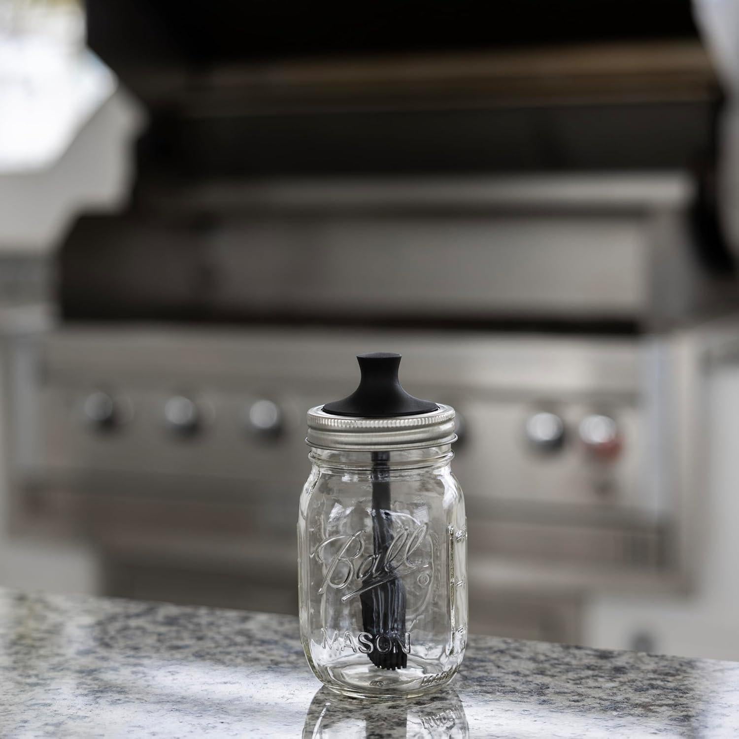 Tapa de Pincel de Silicona Negra Jarware para Tarros Mason