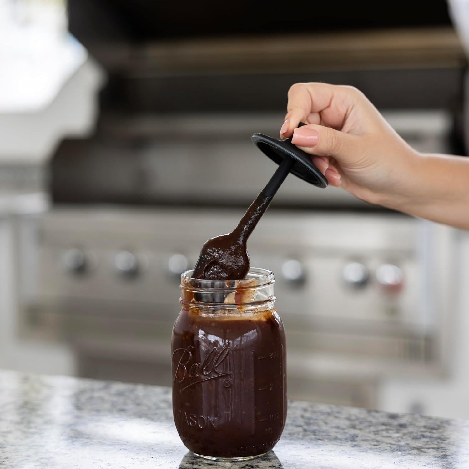 Tapa de Pincel de Silicona Negra Jarware para Tarros Mason