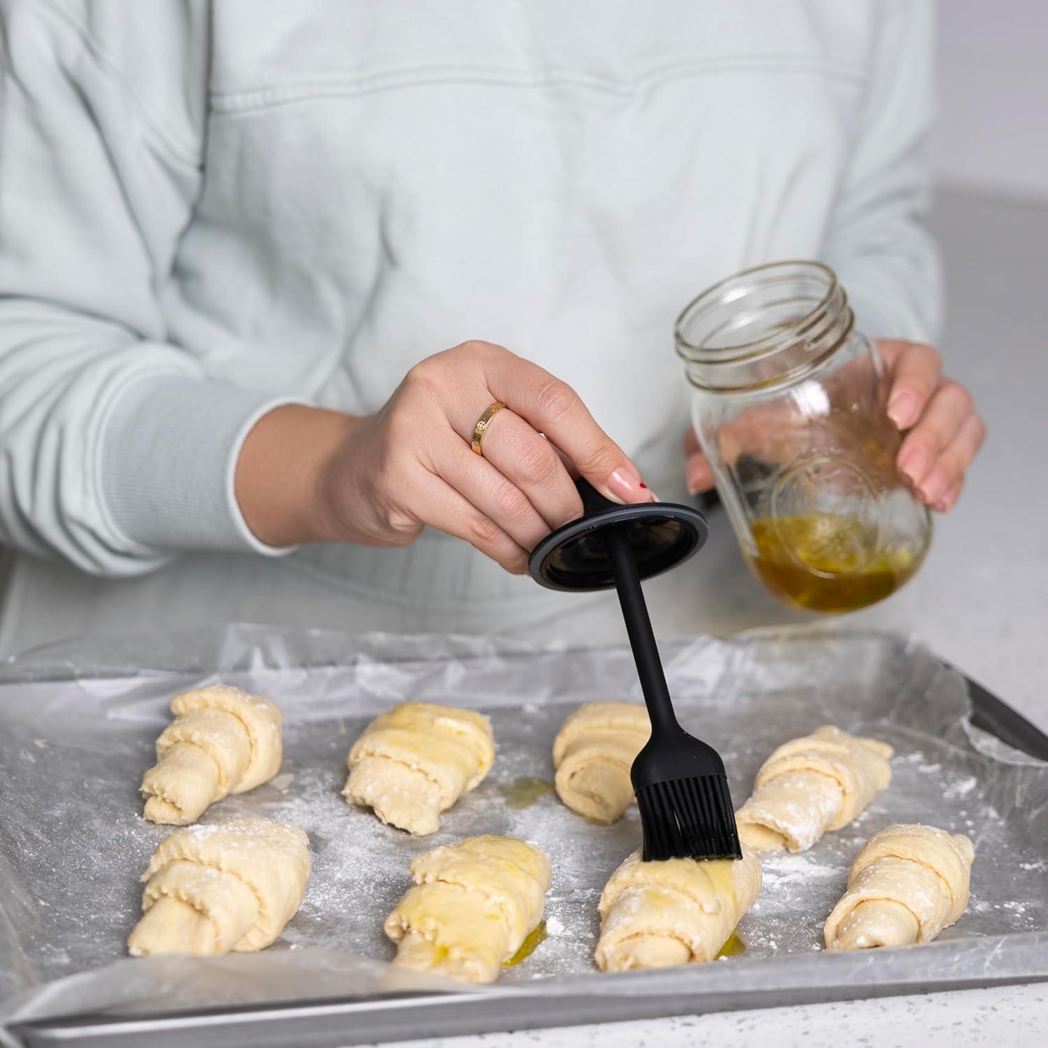 Tapa de Pincel de Silicona Negra Jarware para Tarros Mason