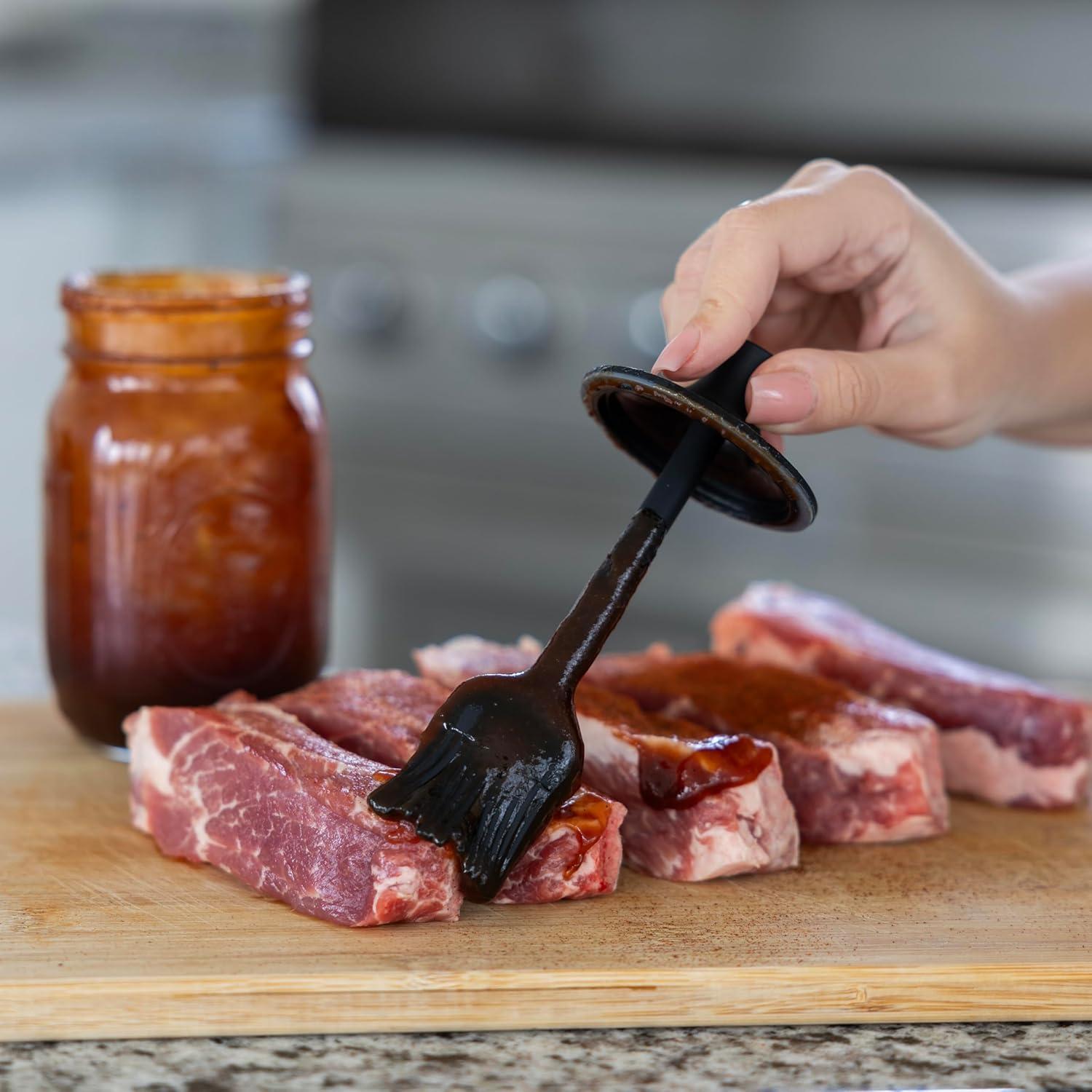 Tapa de Pincel de Silicona Negra Jarware para Tarros Mason