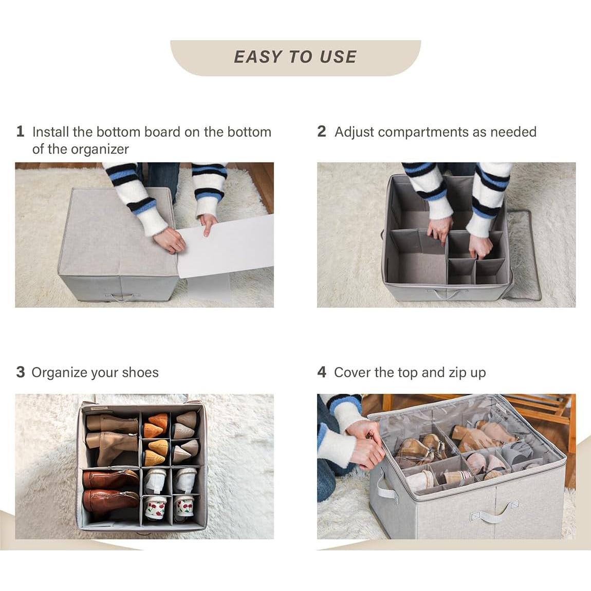 Organizador de Zapatos StorageWorks Beige, Capacidad 16 Pares