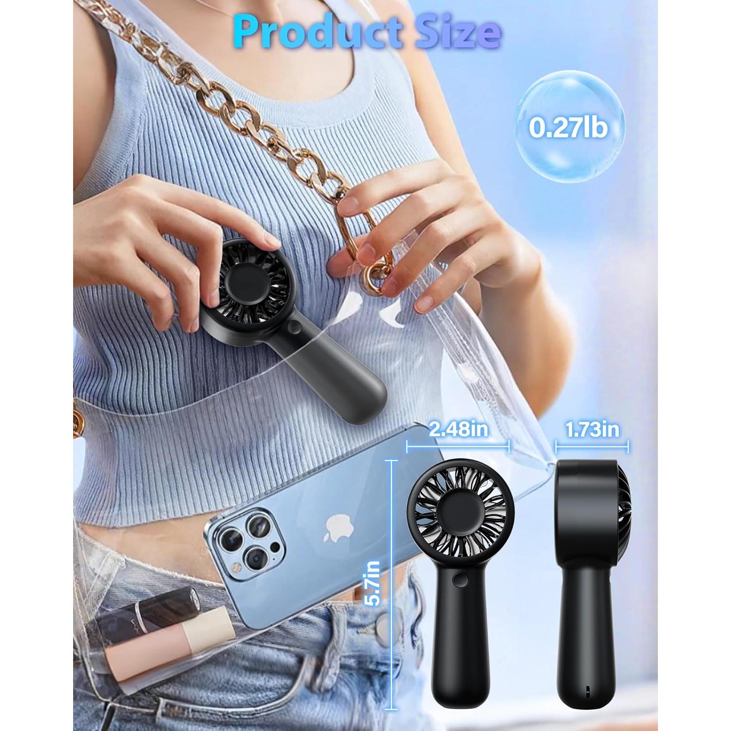 Ventilador Portátil de Mano AUIIAH - Batería Recargable USB-C, 5 Velocidades