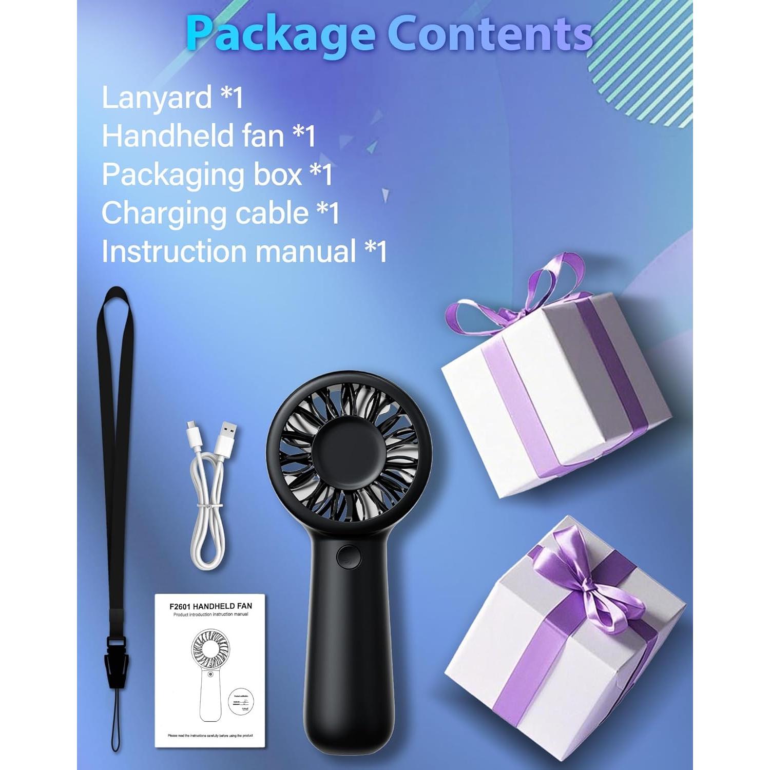 Ventilador Portátil de Mano AUIIAH - Batería Recargable USB-C, 5 Velocidades