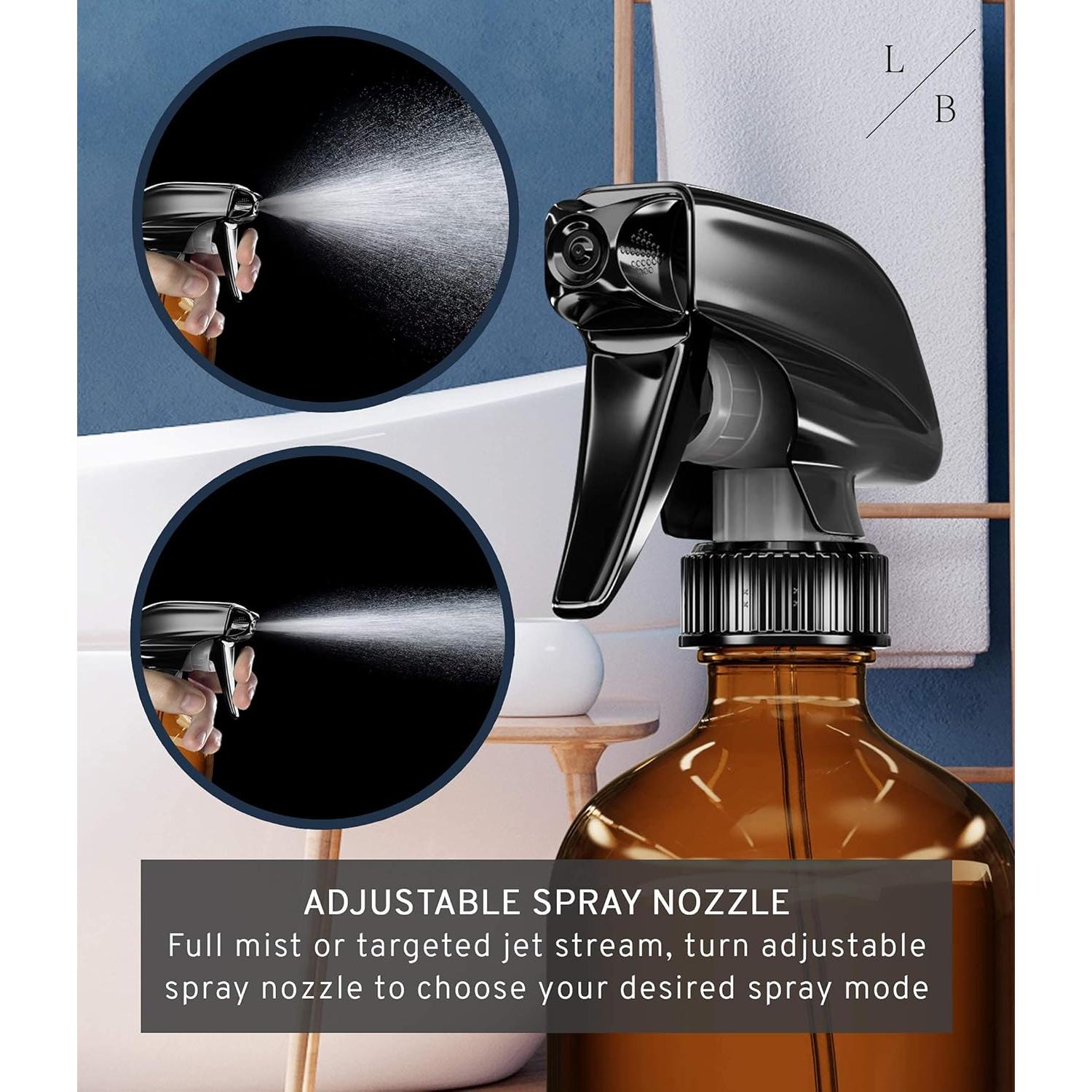 Botellas de Spray de Vidrio Ámbar LiBa 2 Pack 0.47L Reutilizables