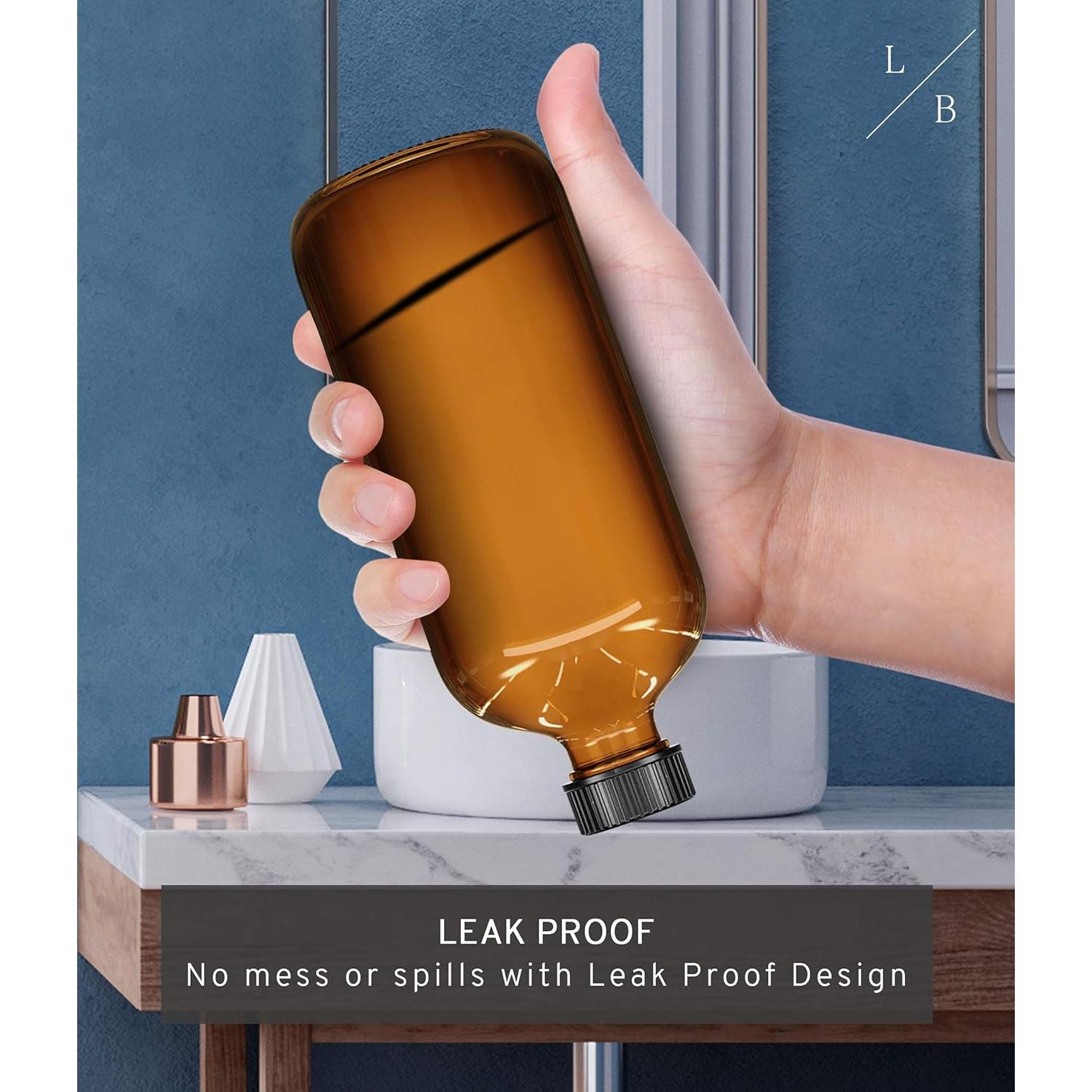 Botellas de Spray de Vidrio Ámbar LiBa 2 Pack 0.47L Reutilizables