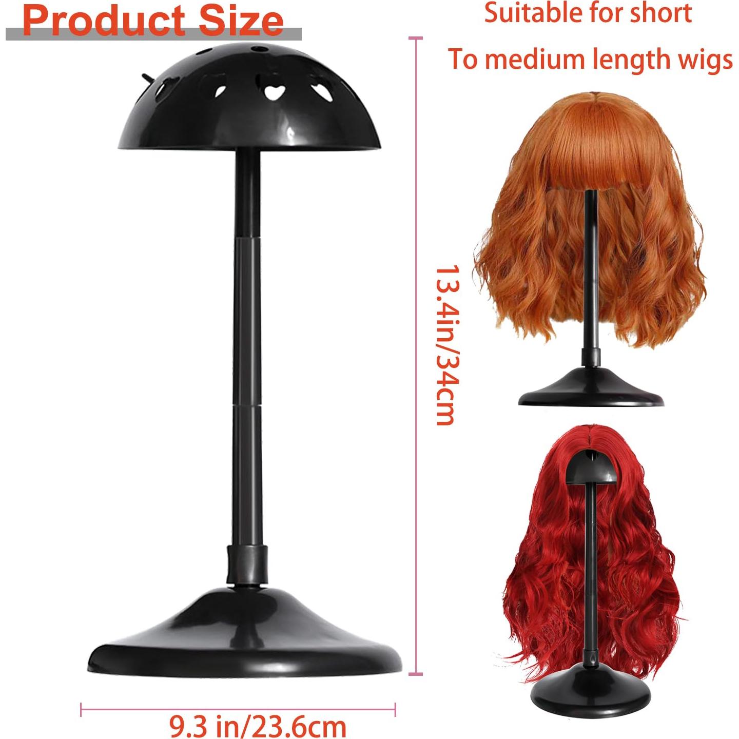 Soporte para Pelucas Removible Antideslizante Negro 33cm