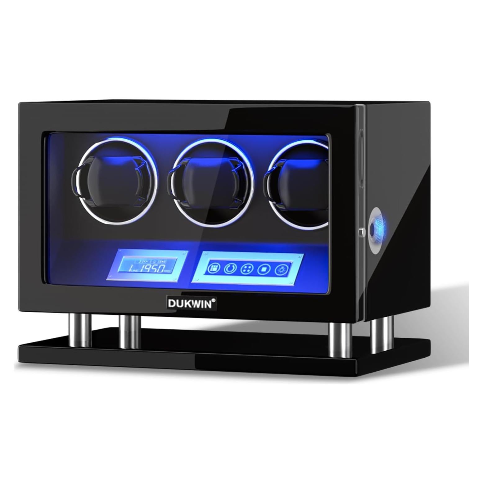 DUKWIN Reloj Winder para 3 Relojes Automáticos con Huella