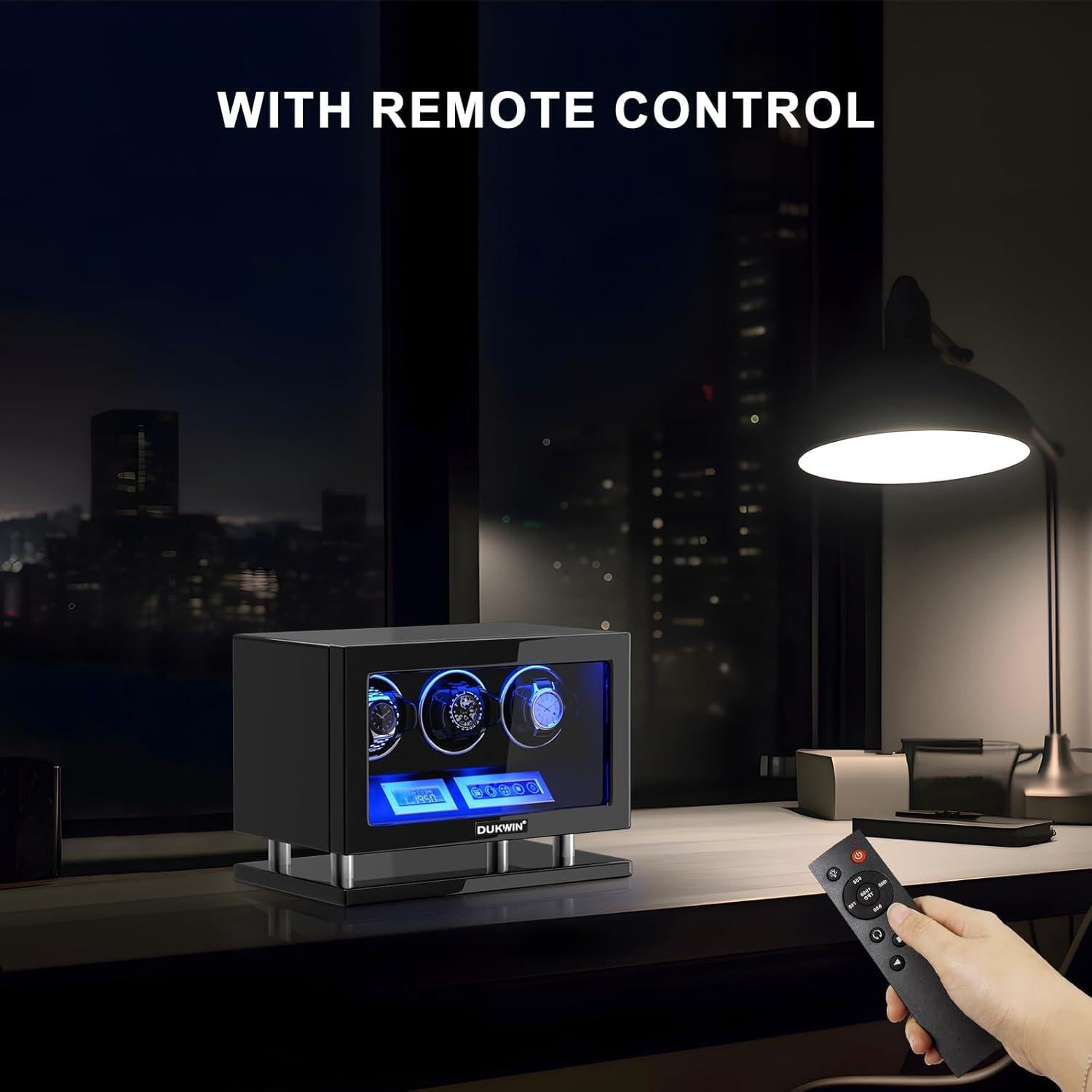 DUKWIN Reloj Winder para 3 Relojes Automáticos con Huella