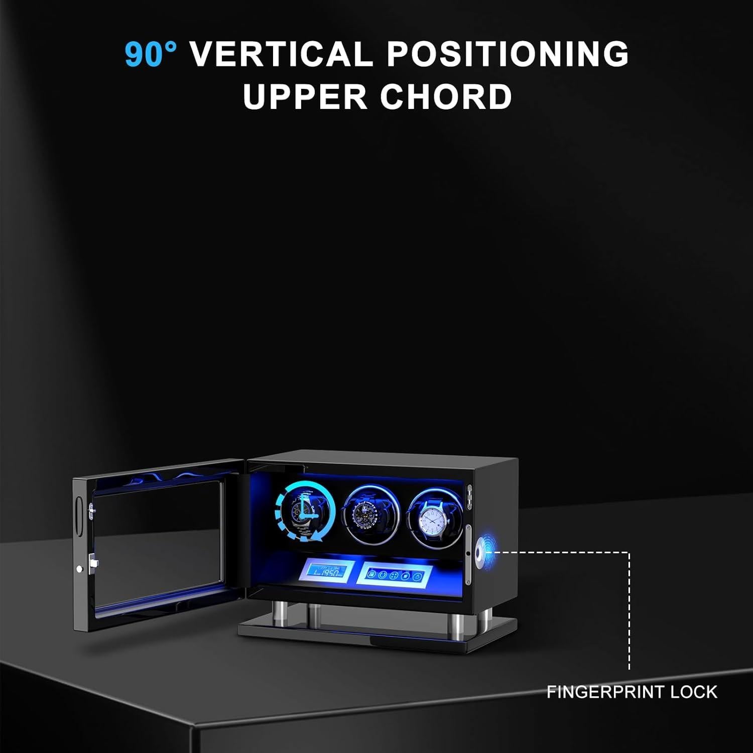 DUKWIN Reloj Winder para 3 Relojes Automáticos con Huella