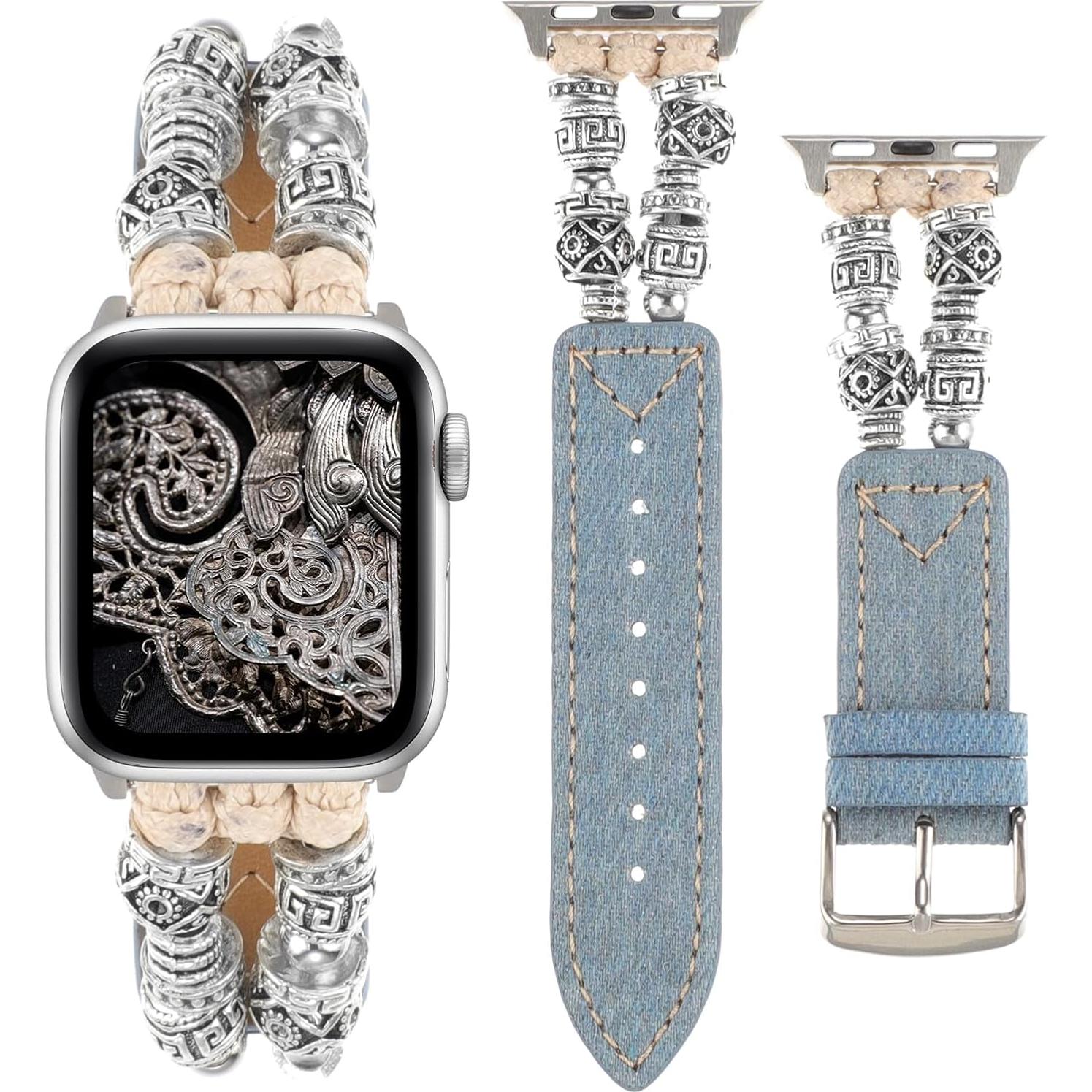 Banda Retro de Perlas YONWORTH para Apple Watch 49/45/44/42mm