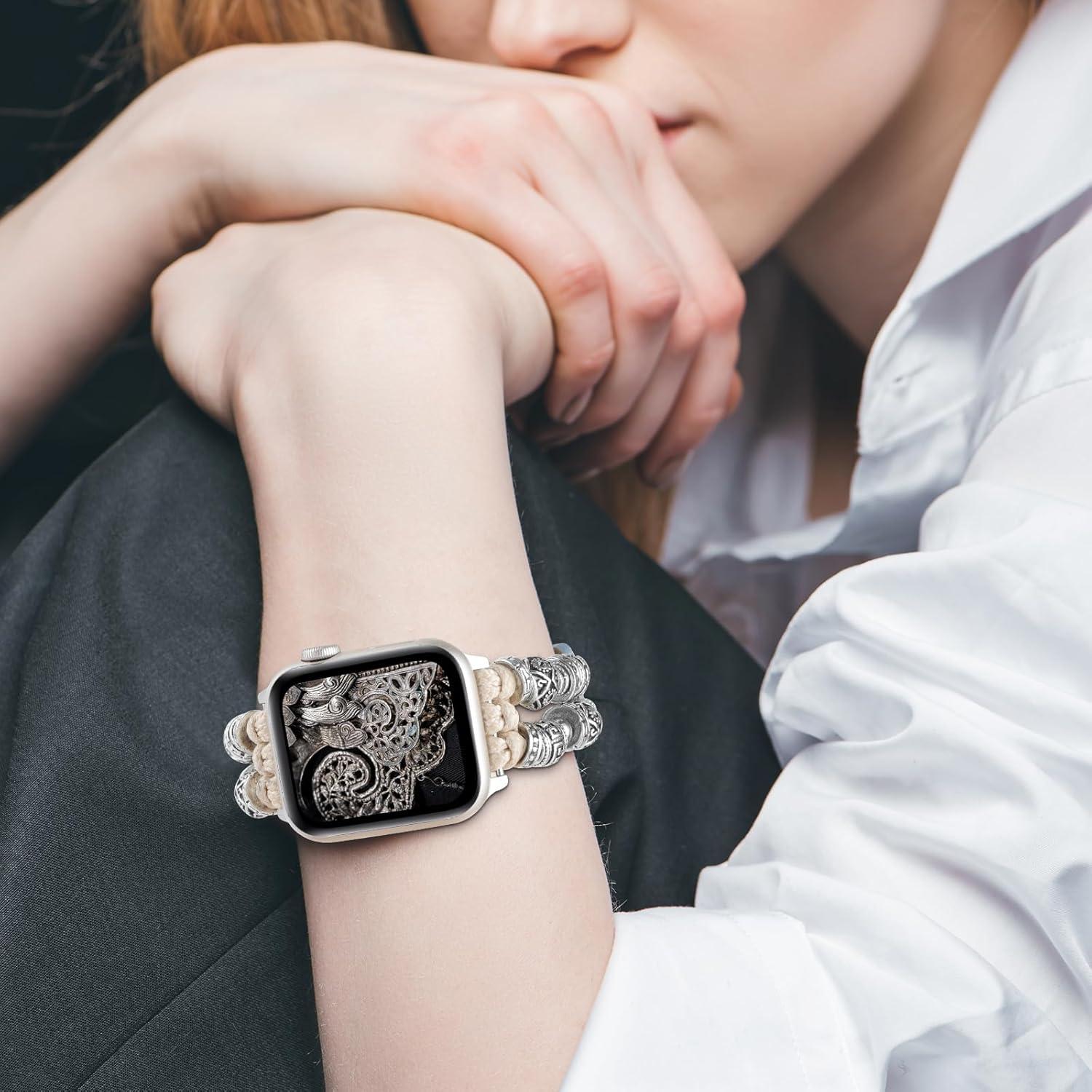 Banda Retro de Perlas YONWORTH para Apple Watch 49/45/44/42mm