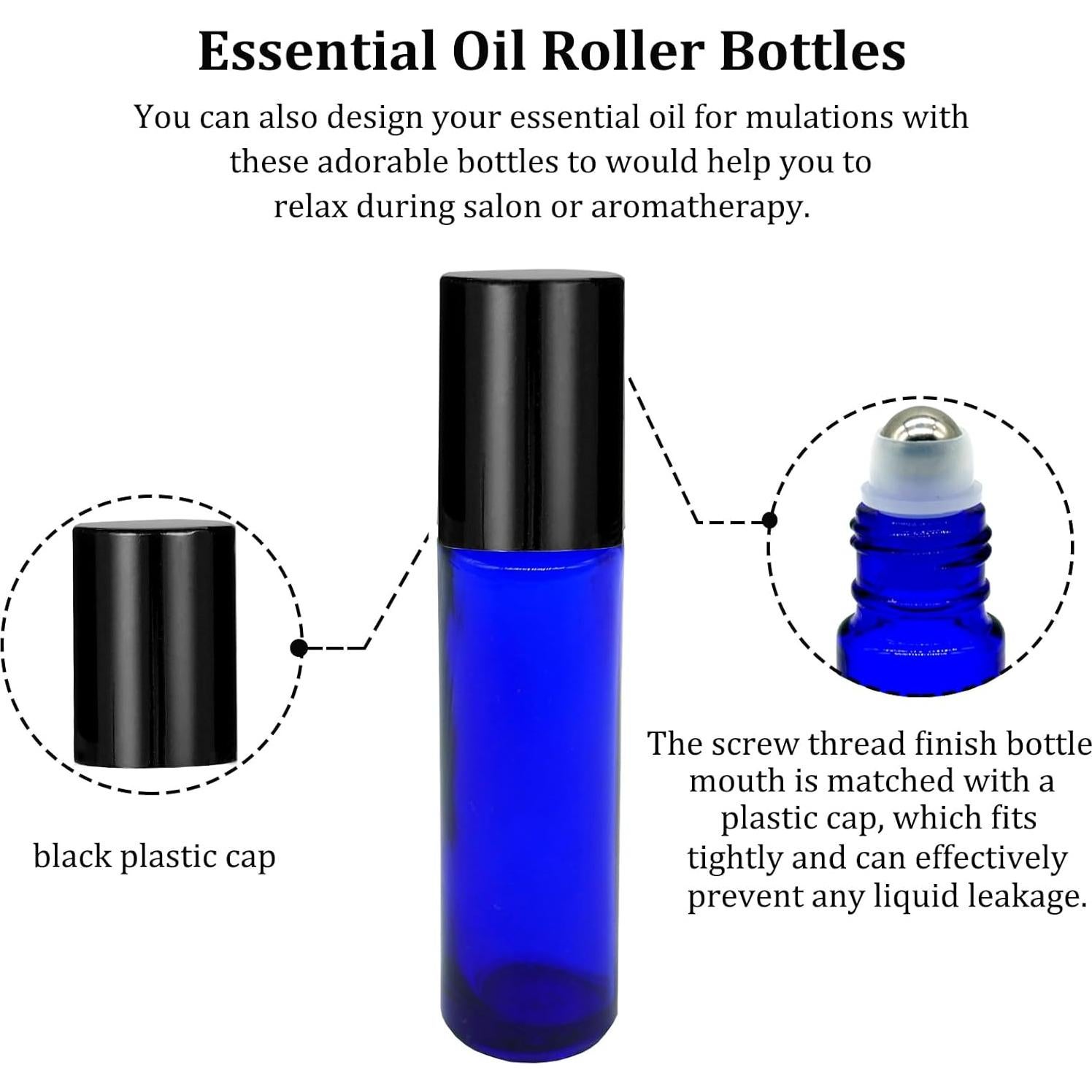 100 Botellas de Vidrio 10ml con Rodillo Acero Inoxidable Hzmssore