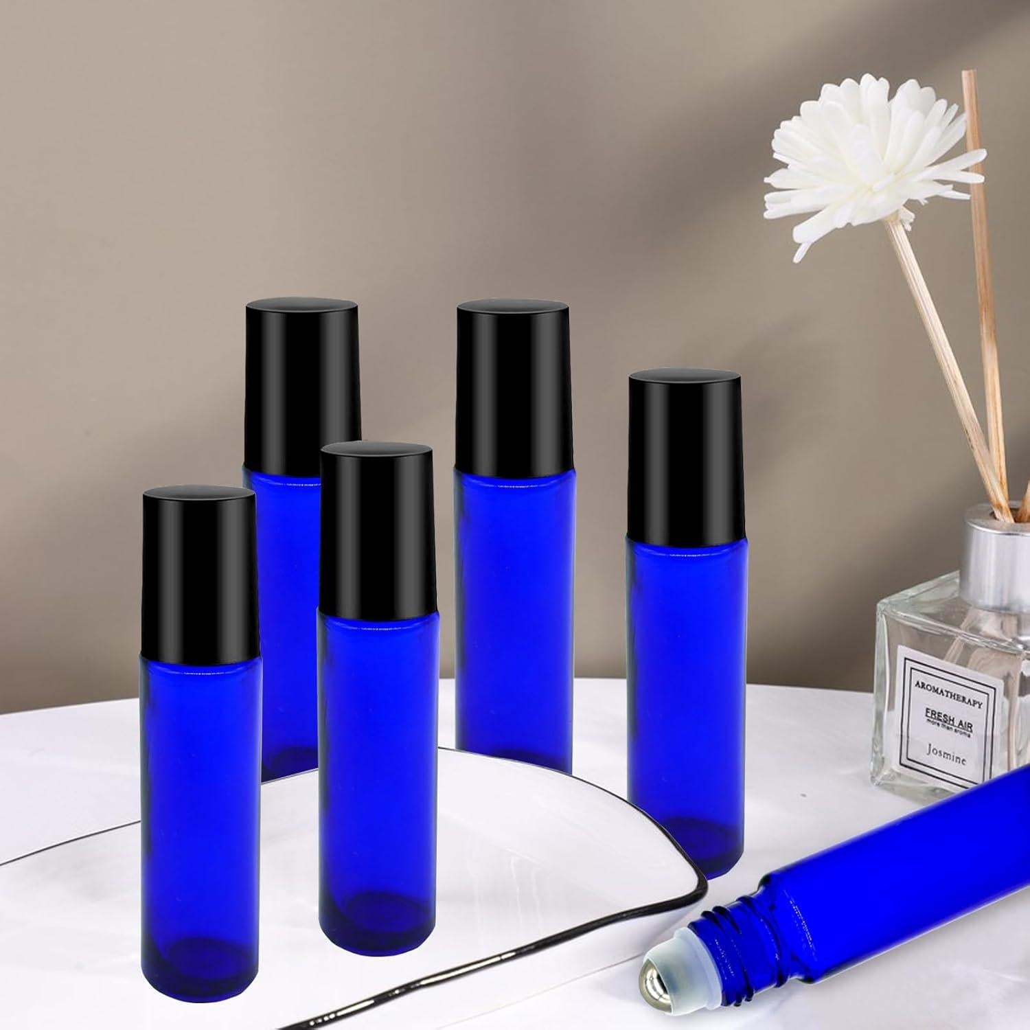 100 Botellas de Vidrio 10ml con Rodillo Acero Inoxidable Hzmssore