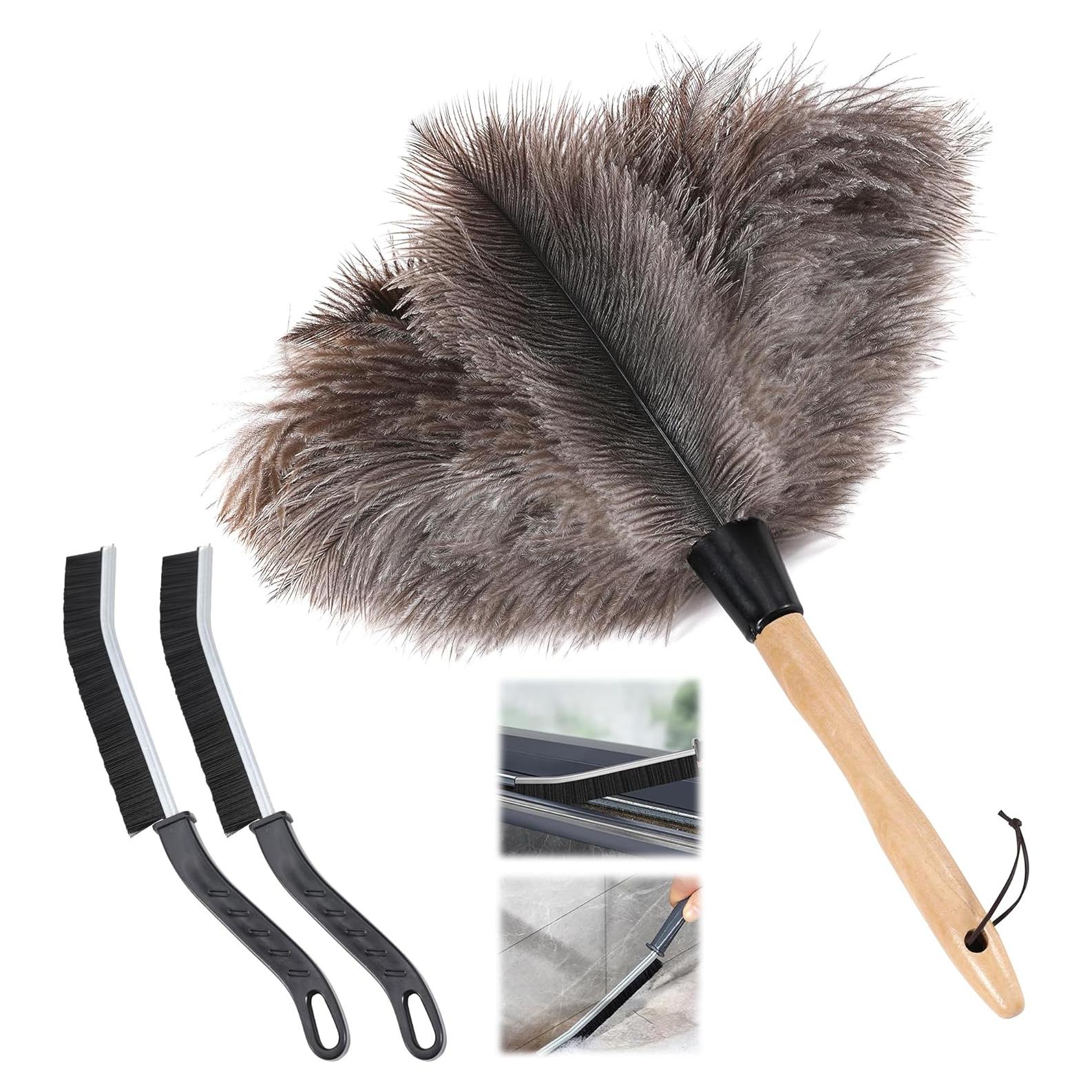 Plumero de Plumas de Avestruz Soarer 35.56 cm - Kit de Limpieza 2pcs