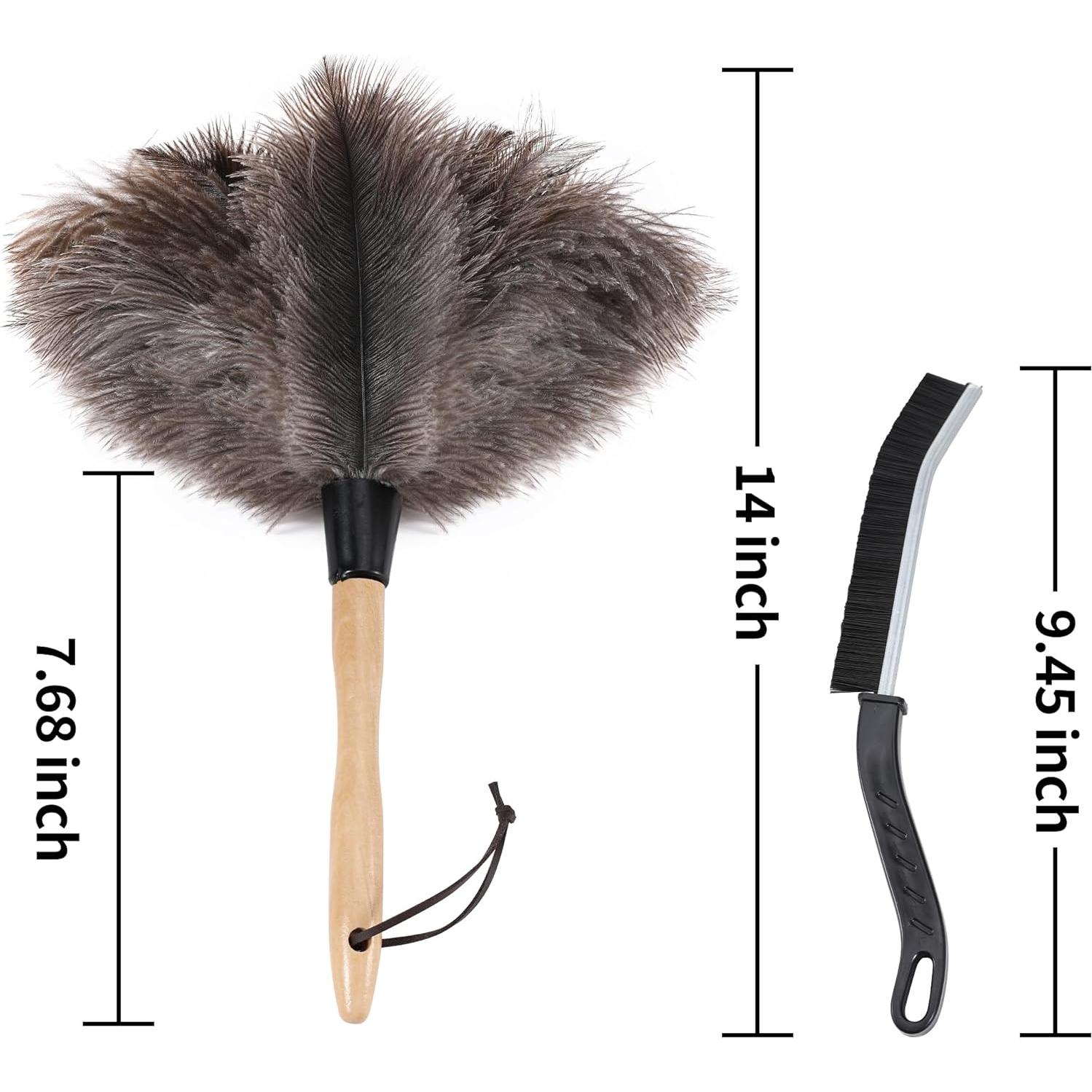 Plumero de Plumas de Avestruz Soarer 35.56 cm - Kit de Limpieza 2pcs