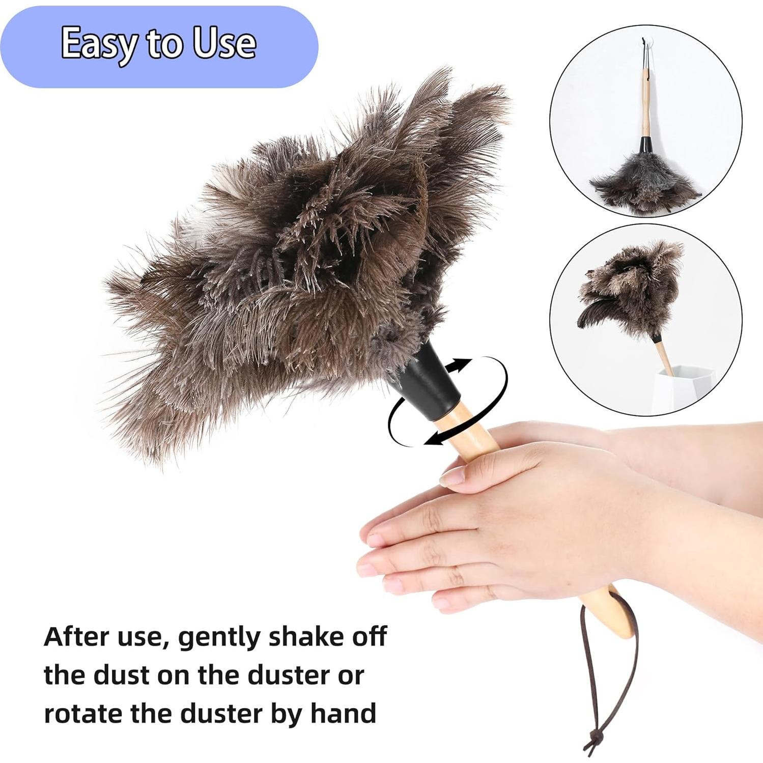 Plumero de Plumas de Avestruz Soarer 35.56 cm - Kit de Limpieza 2pcs