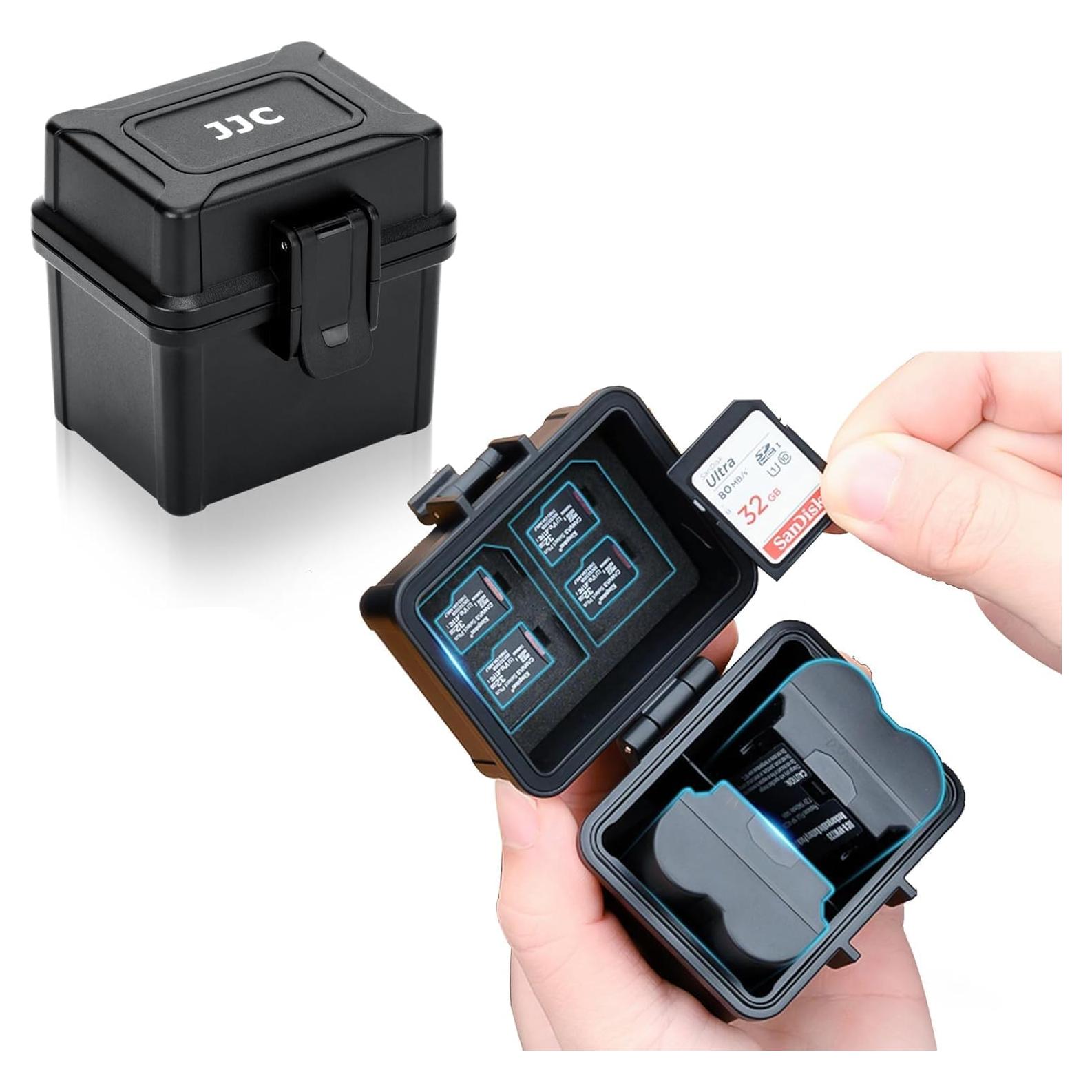 Estuche Compacto JJC para 2 Baterías DSLR y Tarjetas de Memoria
