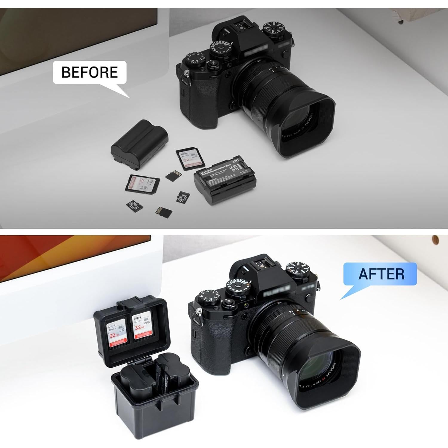 Estuche Compacto JJC para 2 Baterías DSLR y Tarjetas de Memoria