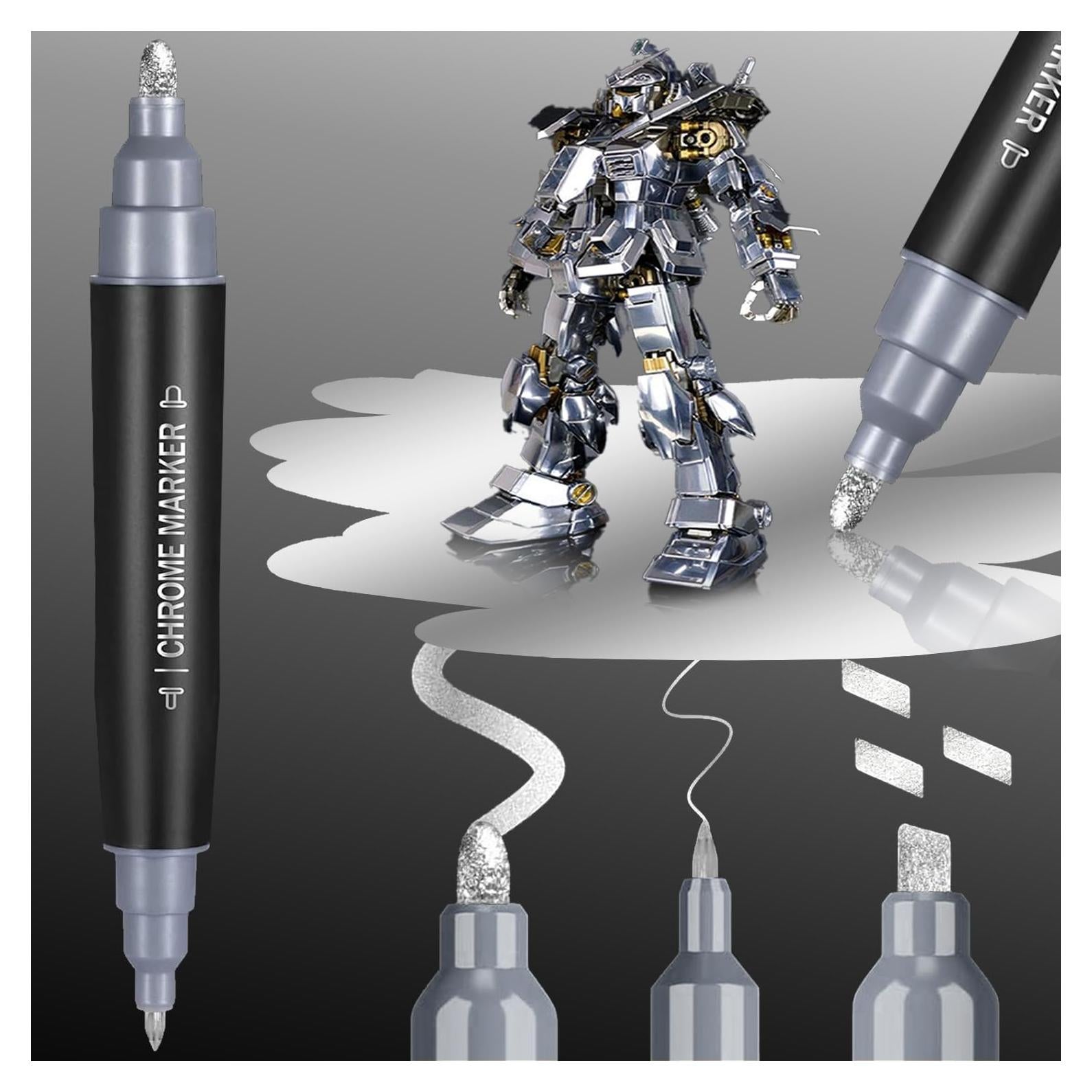 Marcador de Pintura Líquida Cromada COORIART Doble Punta 0.7mm 3mm